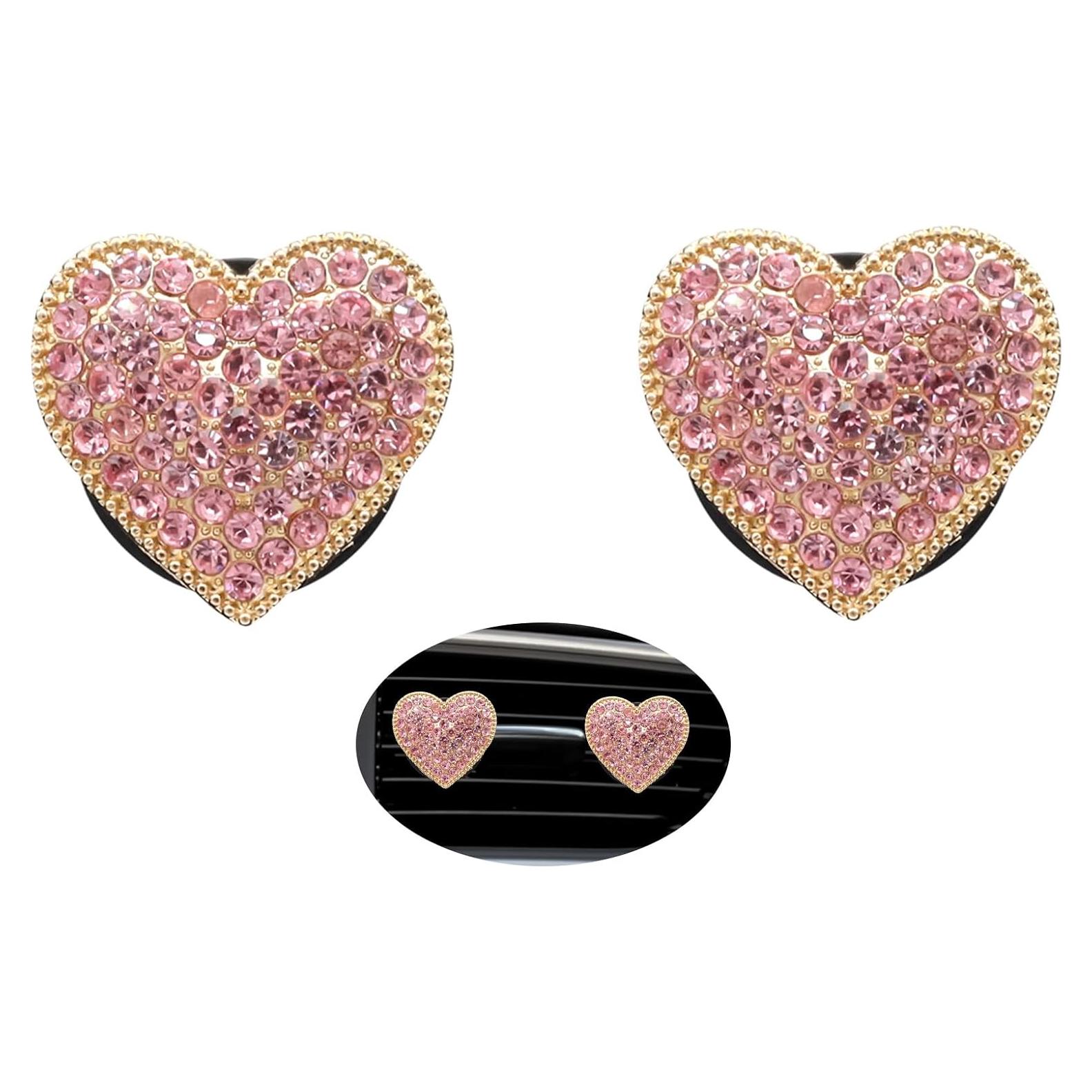Clip de Ventilación de Corazón Rosa ORIESSE 2pcs Decoración Auto