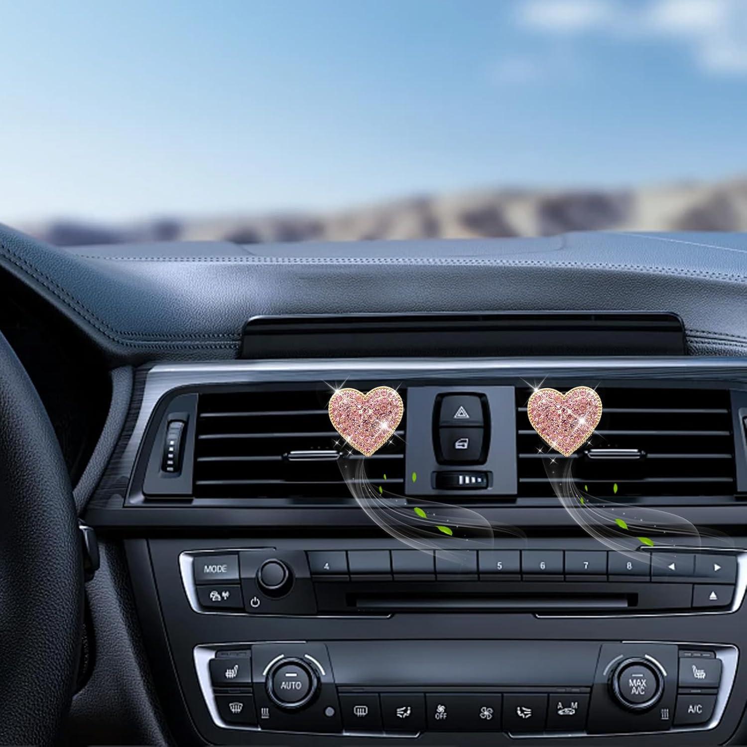 Clip de Ventilación de Corazón Rosa ORIESSE 2pcs Decoración Auto