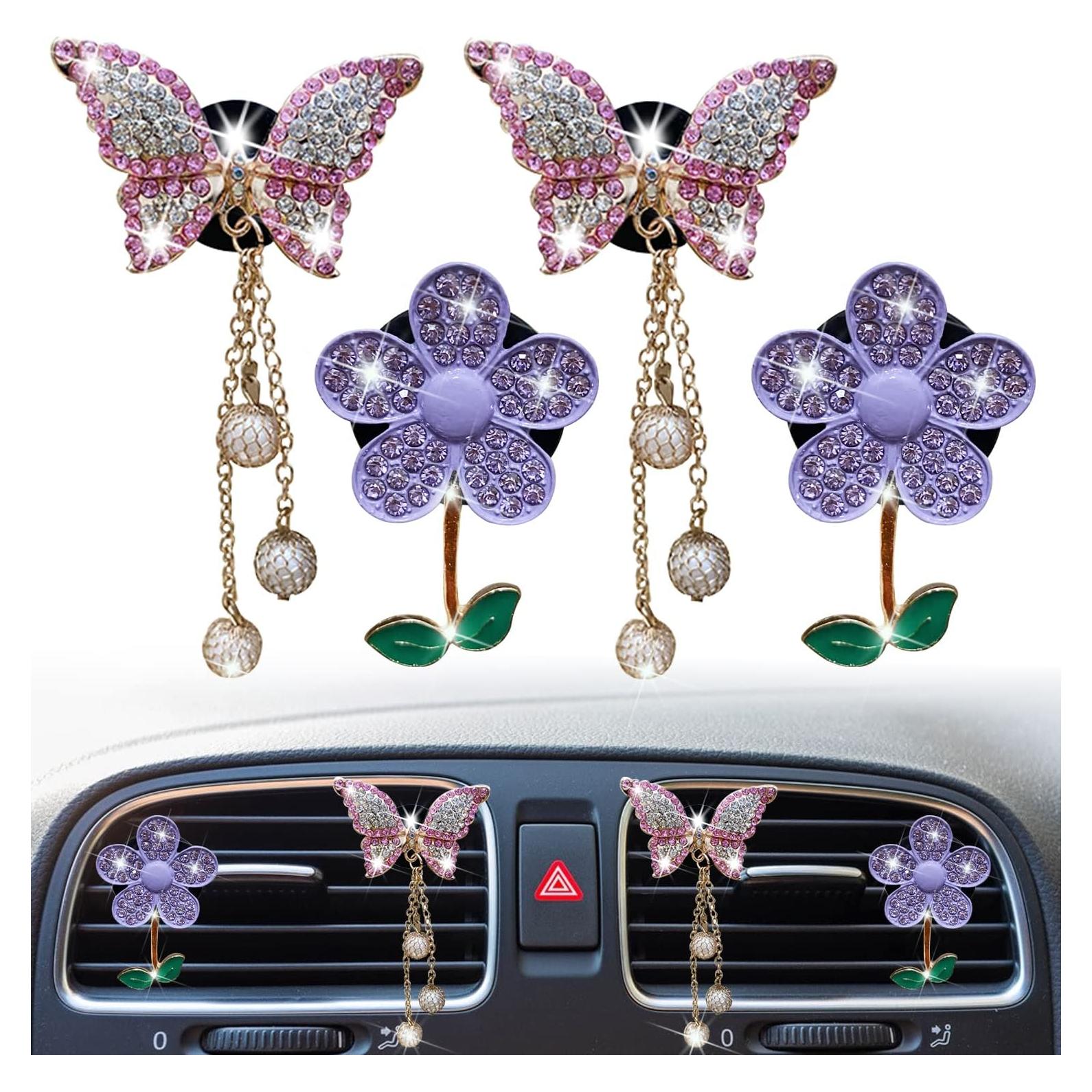 Clip de Ventilación de Auto Gowxs Mariposa Brillante 4 Pcs