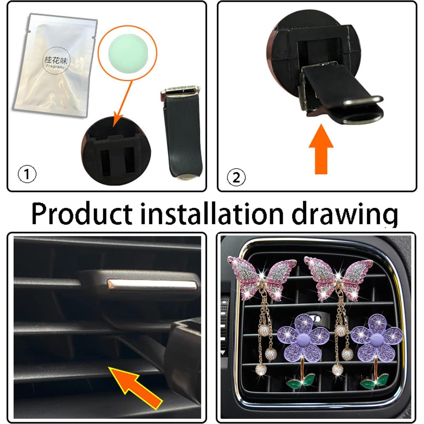 Clip de Ventilación de Auto Gowxs Mariposa Brillante 4 Pcs