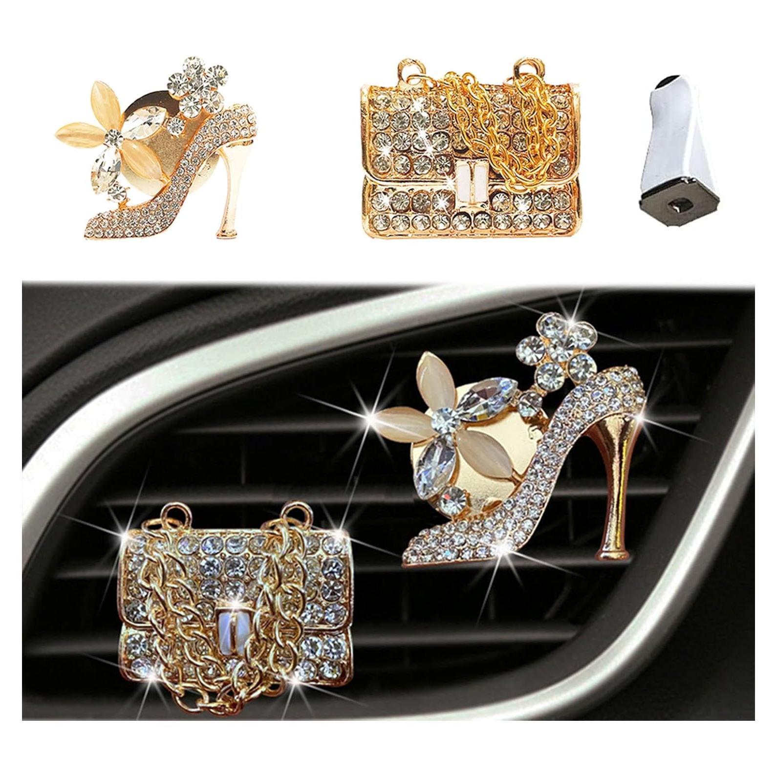 Ambientador de coche TZnyly tacones altos dorados decorativo