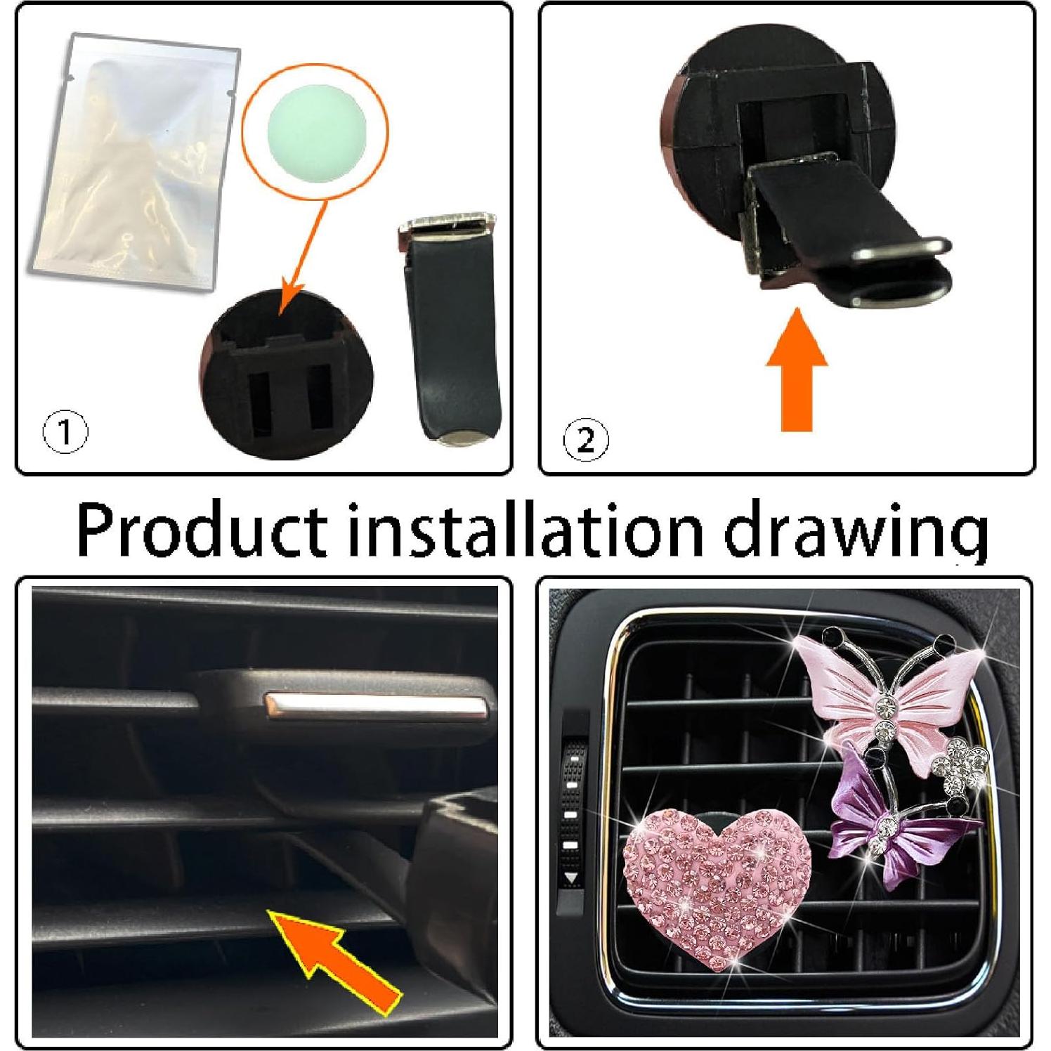 Clips de Ventilación para Auto Myuiao - 2 Pcs Mariposa y Corazón