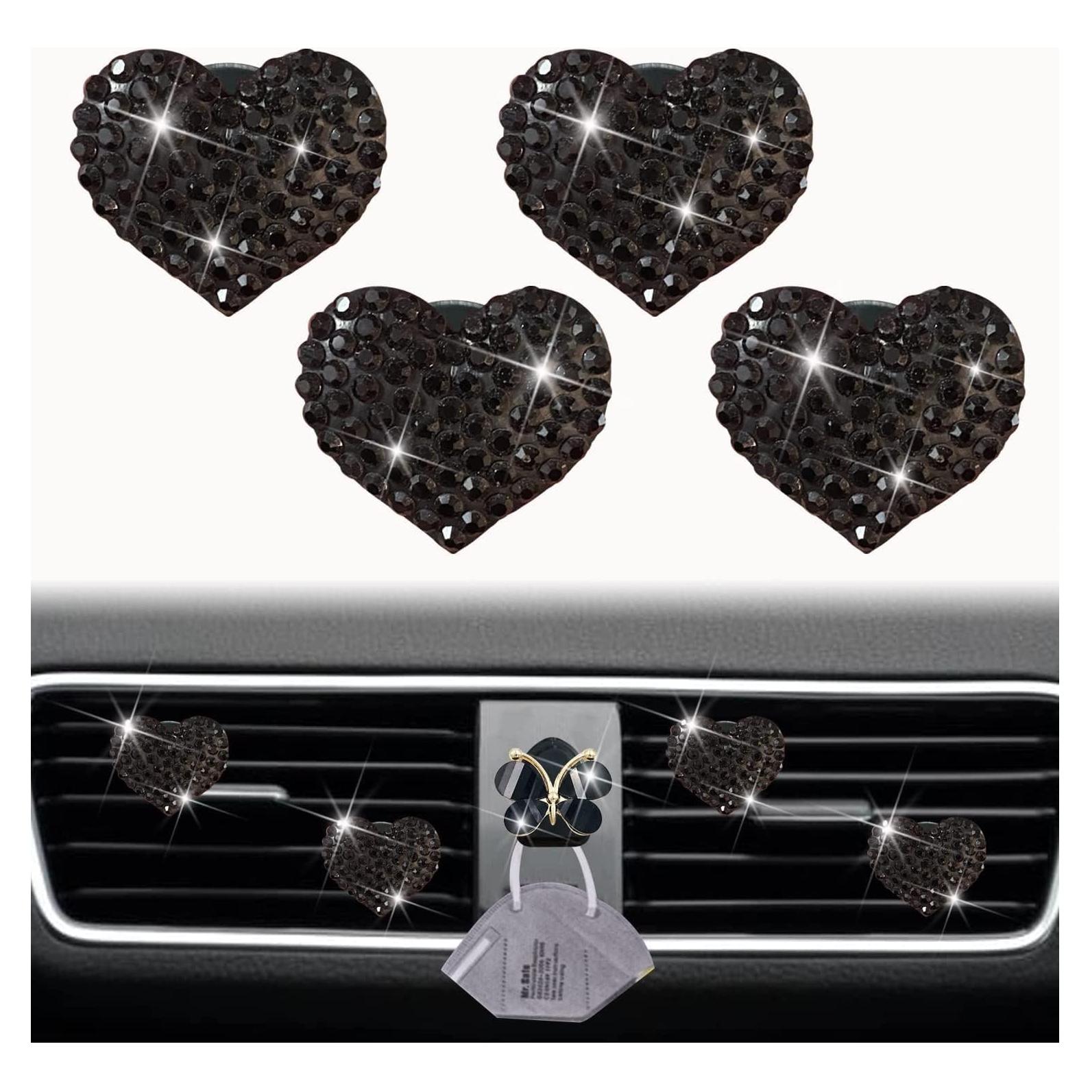 Juego de 4 Clips de Ventilación en Forma de Corazón Negro DPWOUM