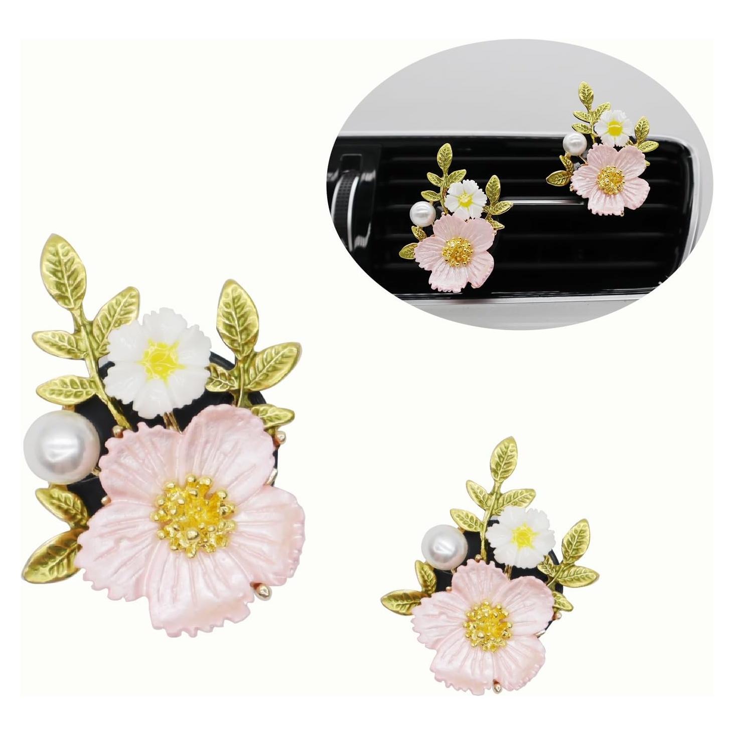 Clips de Ventilación para Auto ORIESSE con Flores Rosadas 2pcs