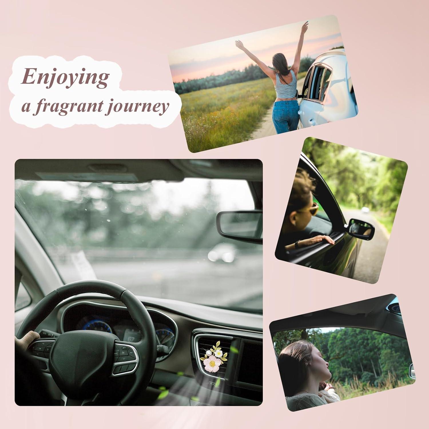 Clips de Ventilación para Auto ORIESSE con Flores Rosadas 2pcs