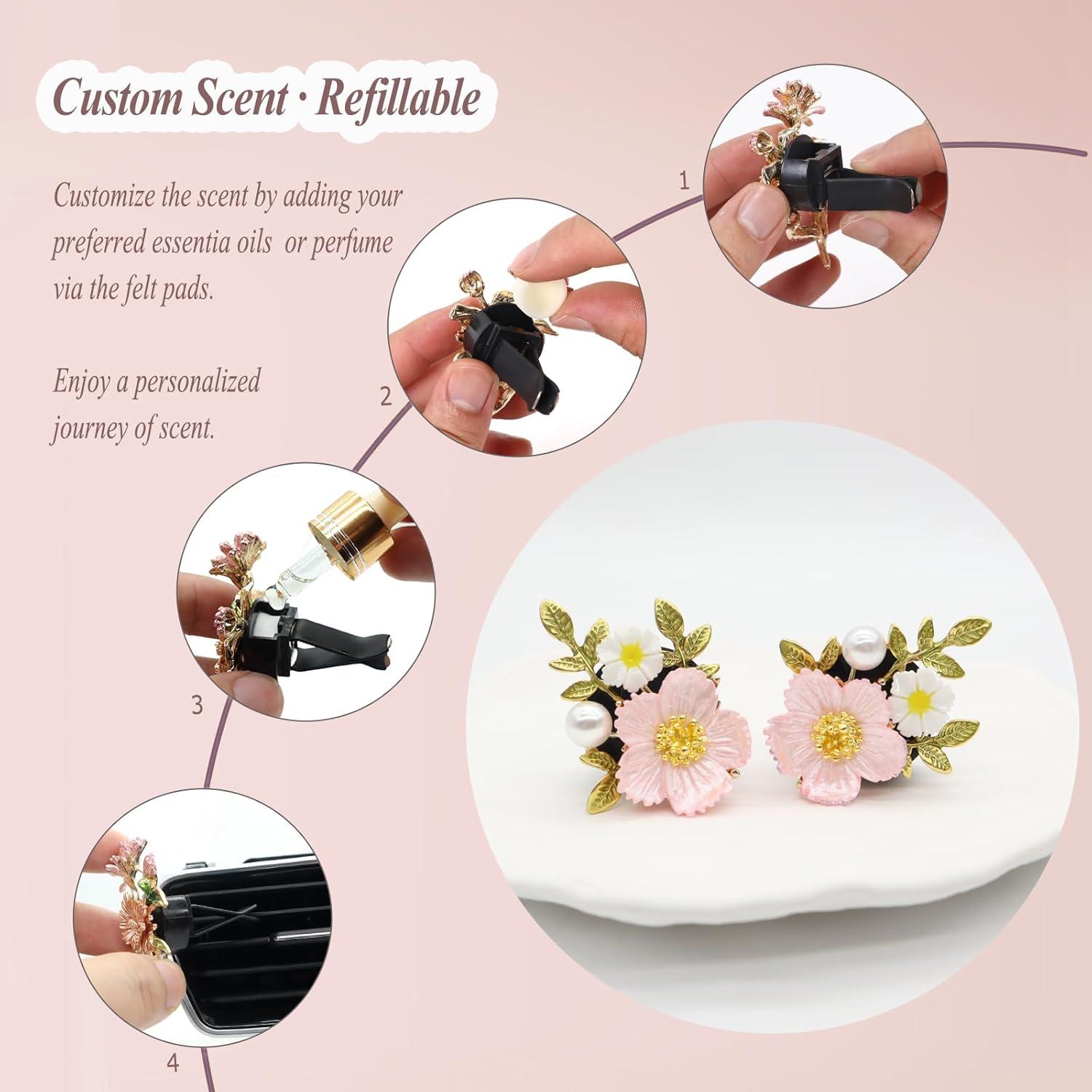 Clips de Ventilación para Auto ORIESSE con Flores Rosadas 2pcs