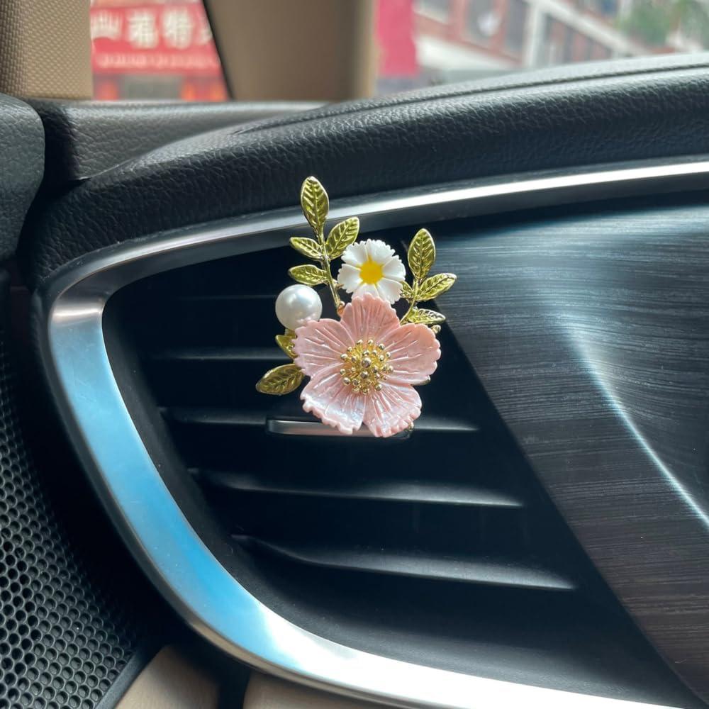 Clips de Ventilación para Auto ORIESSE con Flores Rosadas 2pcs
