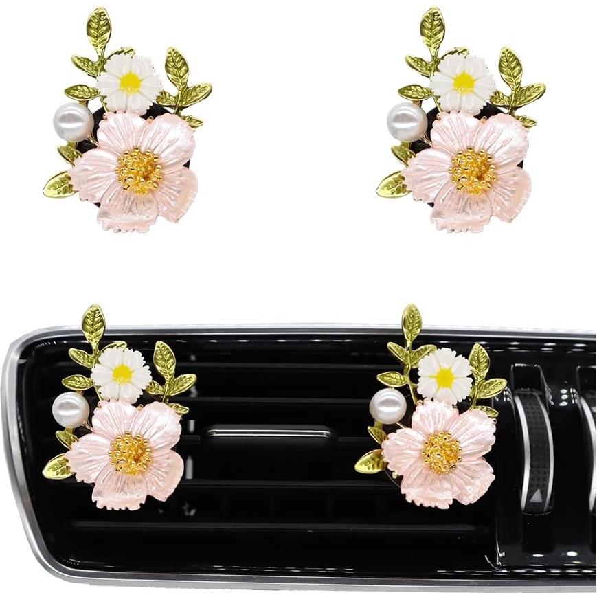 Clips de Ventilación para Auto ORIESSE con Flores Rosadas 2pcs