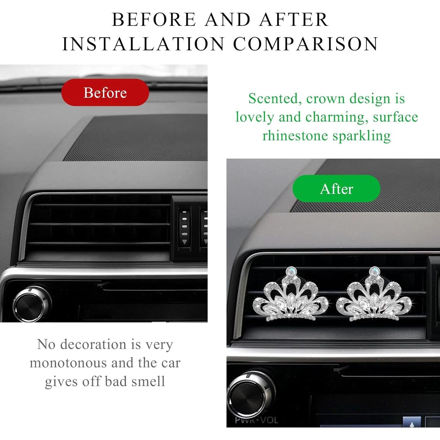 Clips de Ventilación de Coche Brillantes Yourkar 2 PCS Blanco