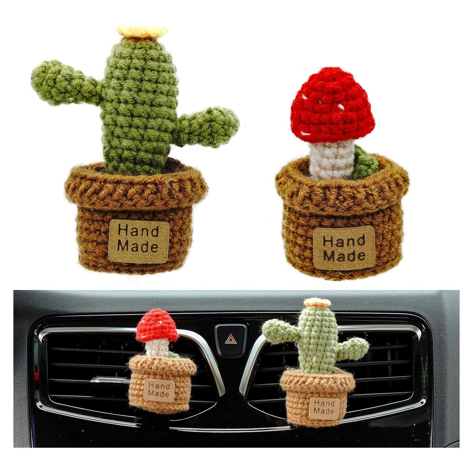 Clip Ambientador de Auto Wonhibo 2 Piezas Peluche Hongo/Cactus