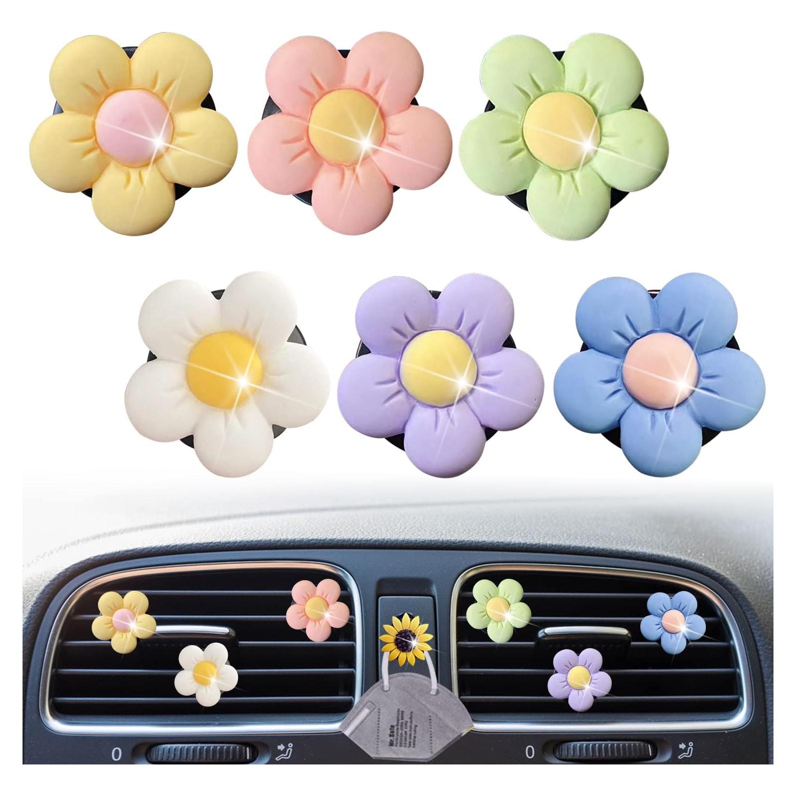 Clips de Ventilación de Aire para Auto - 6 Pcs Diseño Margarita