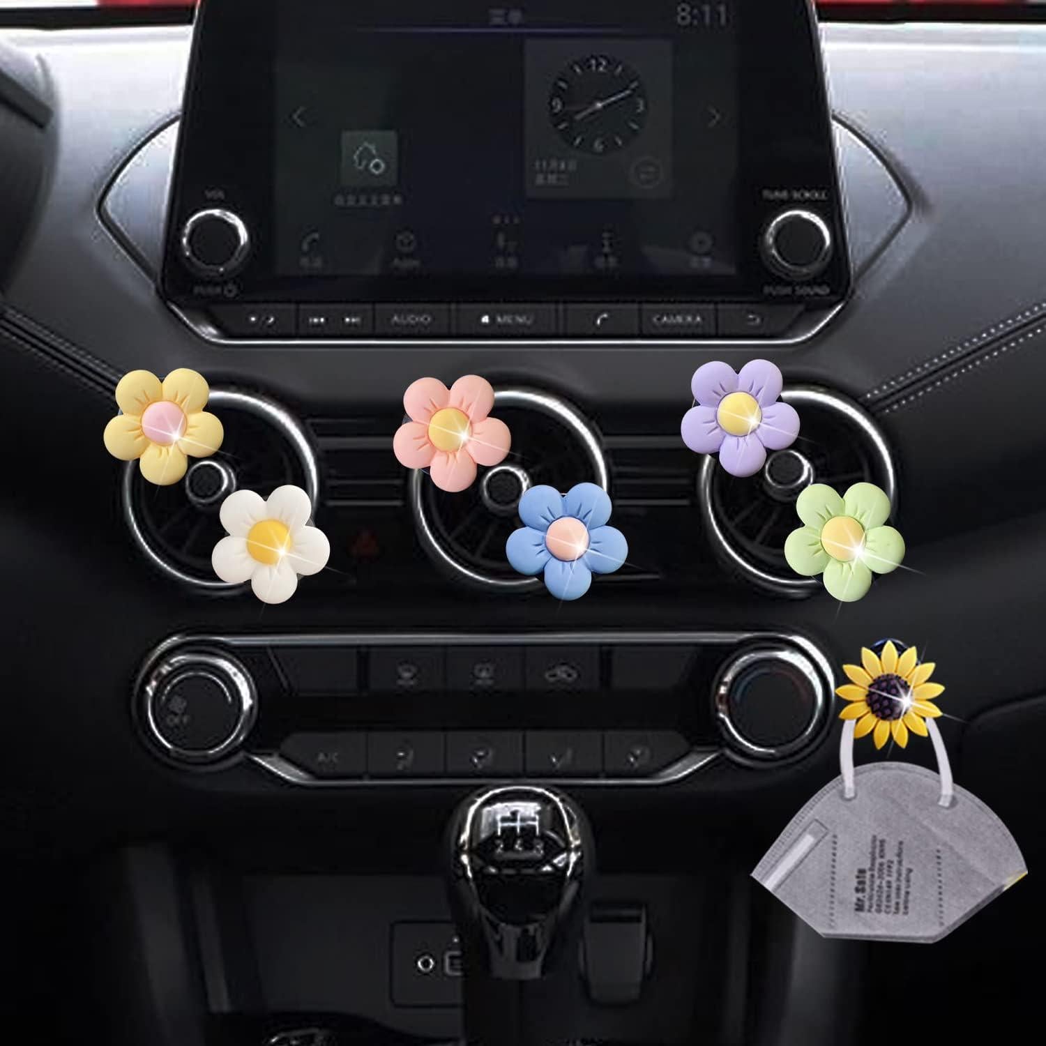 Clips de Ventilación de Aire para Auto - 6 Pcs Diseño Margarita