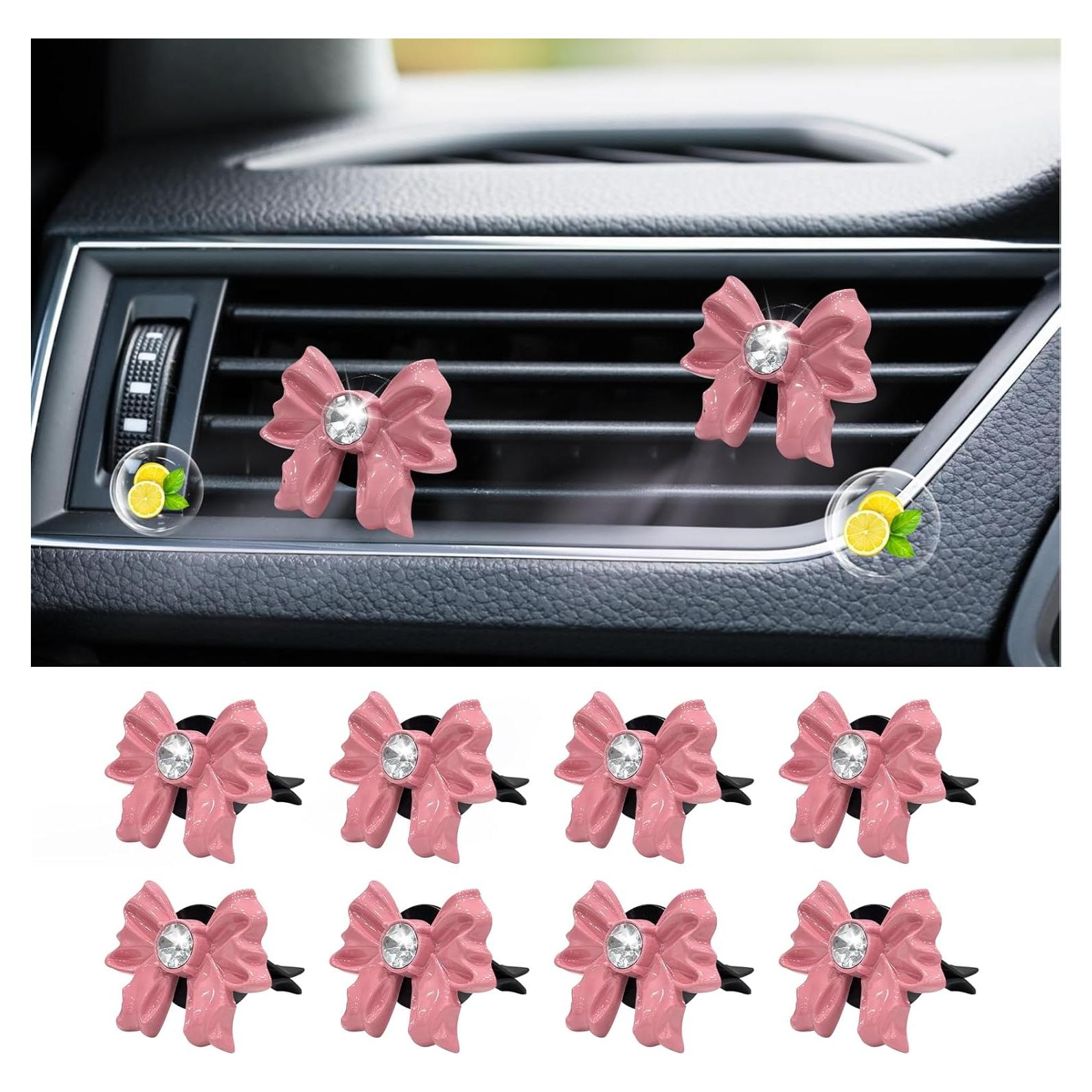 Set 8 Clips Ambientador de Coche Zmoso Lazo Rosa Aroma Limón