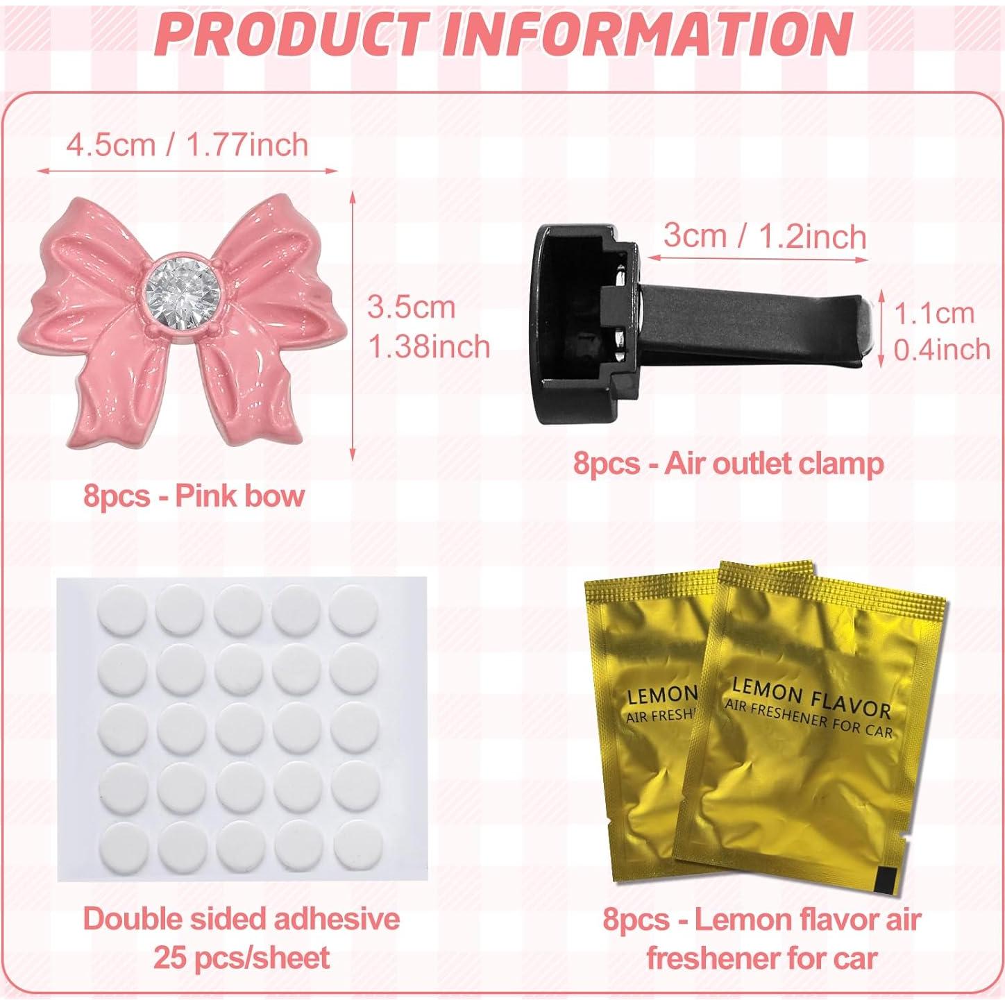 Set 8 Clips Ambientador de Coche Zmoso Lazo Rosa Aroma Limón