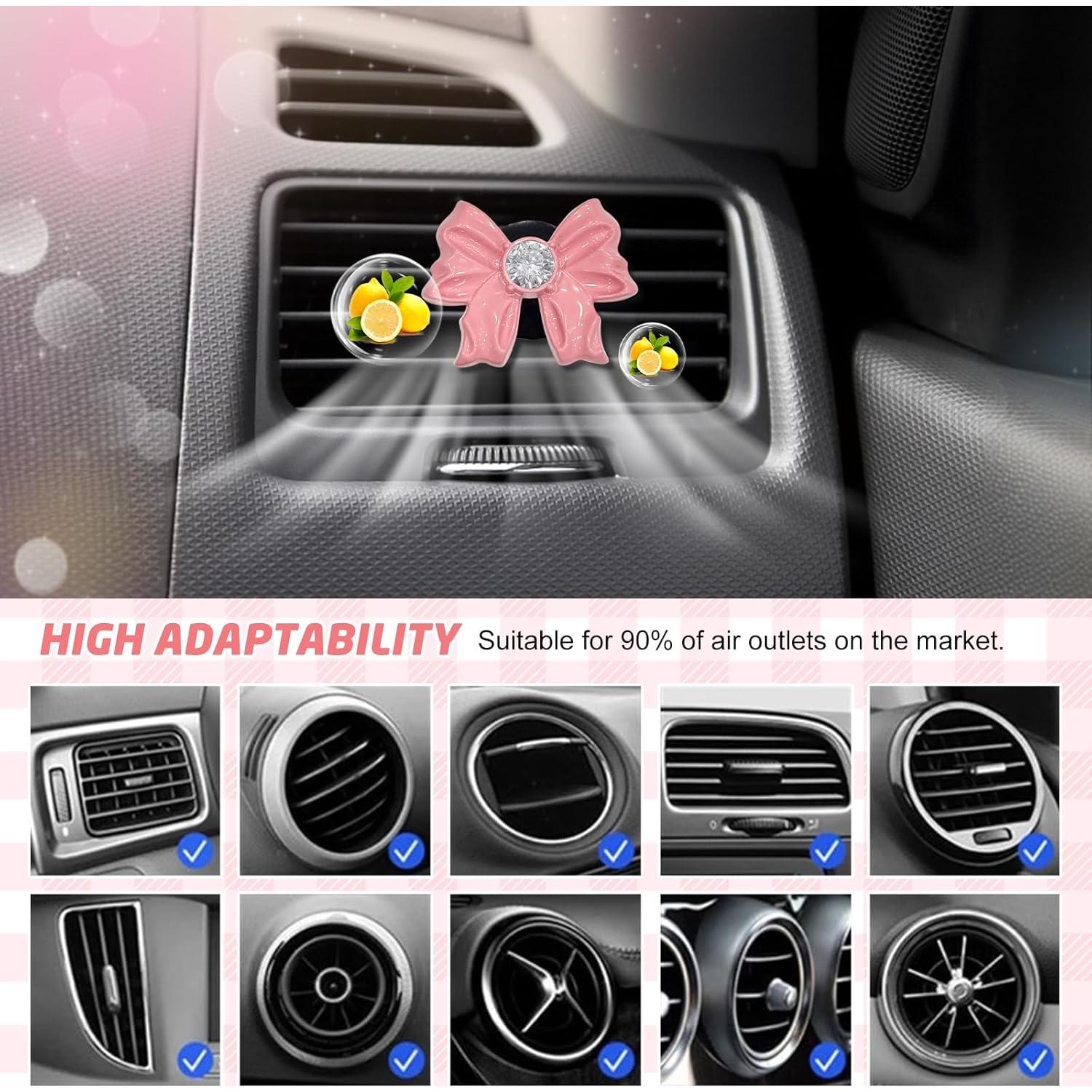 Set 8 Clips Ambientador de Coche Zmoso Lazo Rosa Aroma Limón