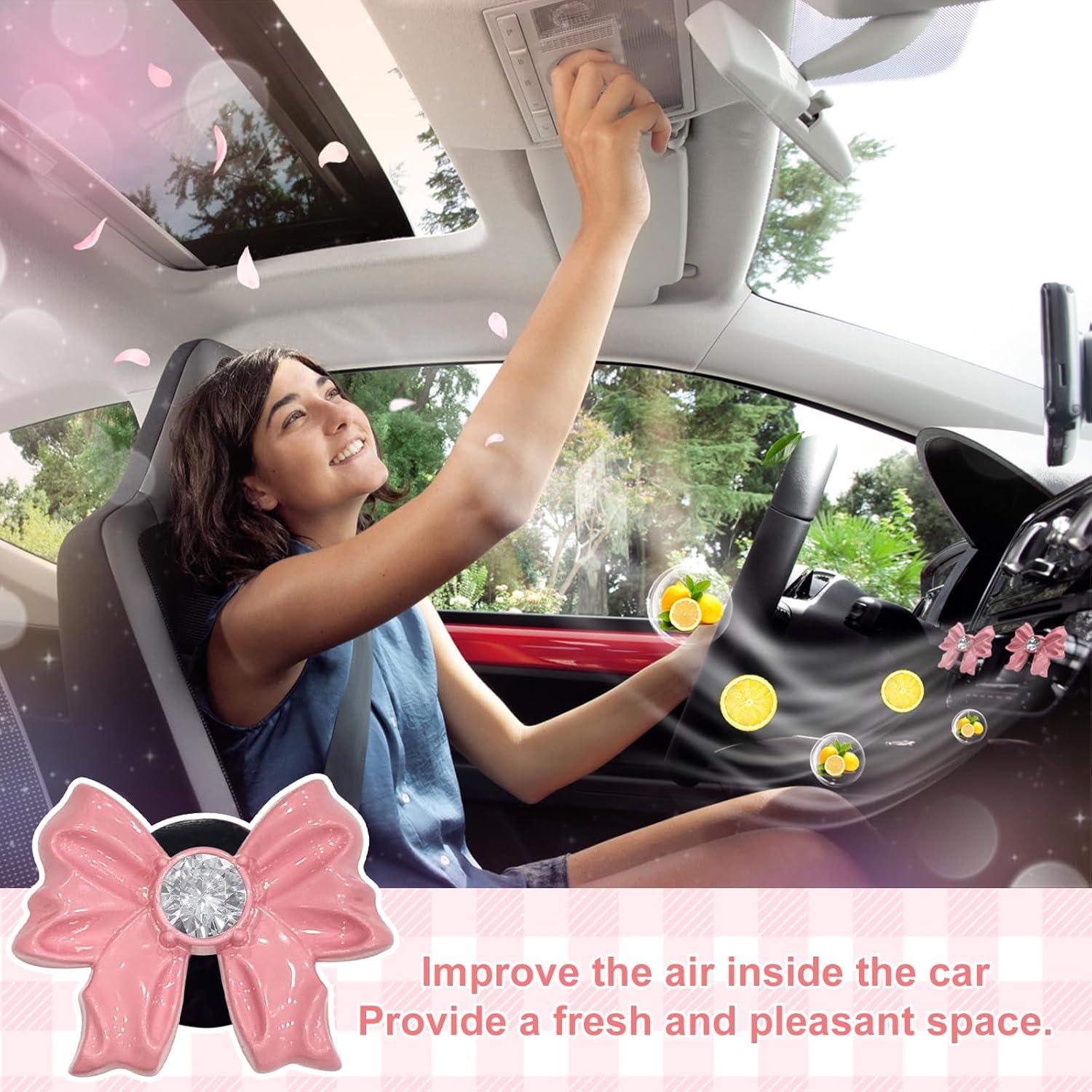 Set 8 Clips Ambientador de Coche Zmoso Lazo Rosa Aroma Limón