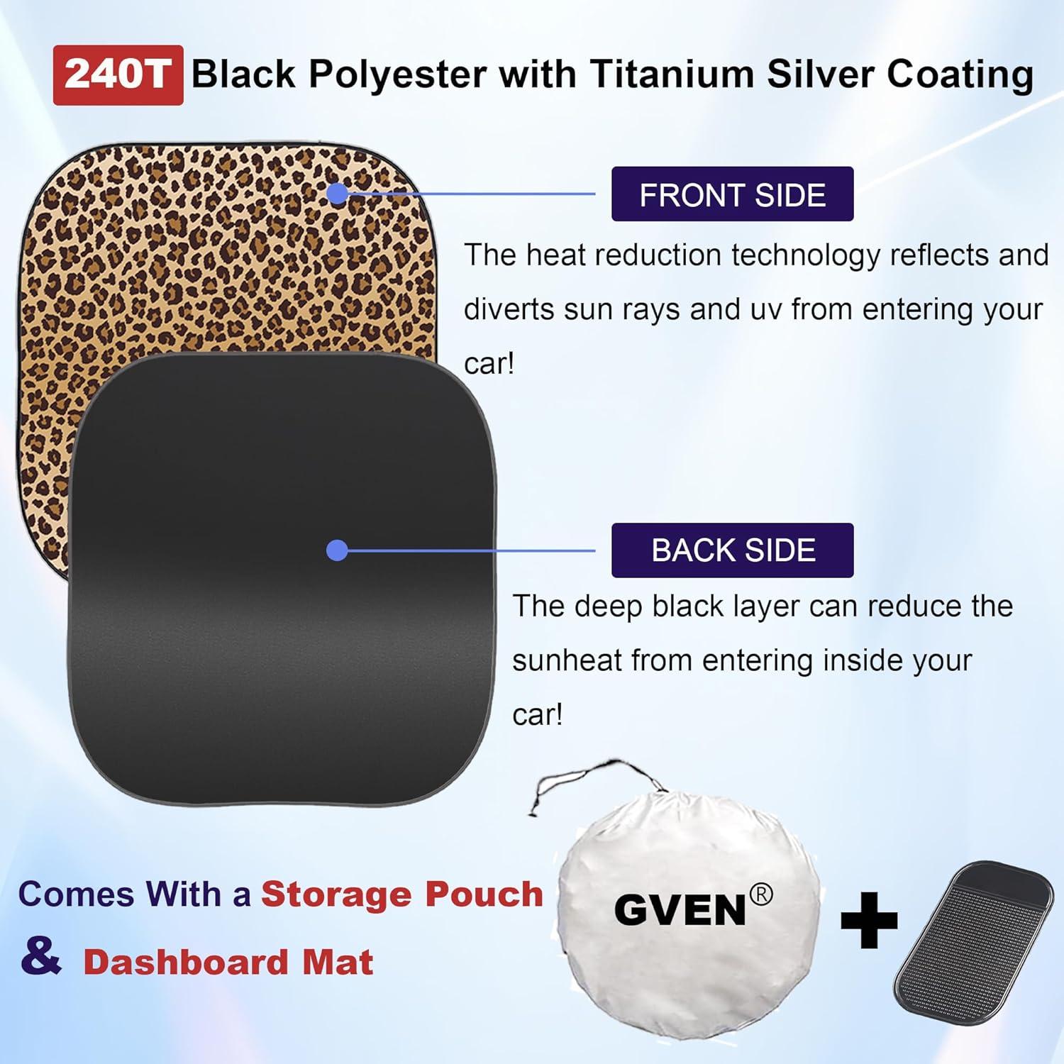 Gven Parasol para Parabrisas Leopardo 2pcs UV 2025 73.66x59.69cm