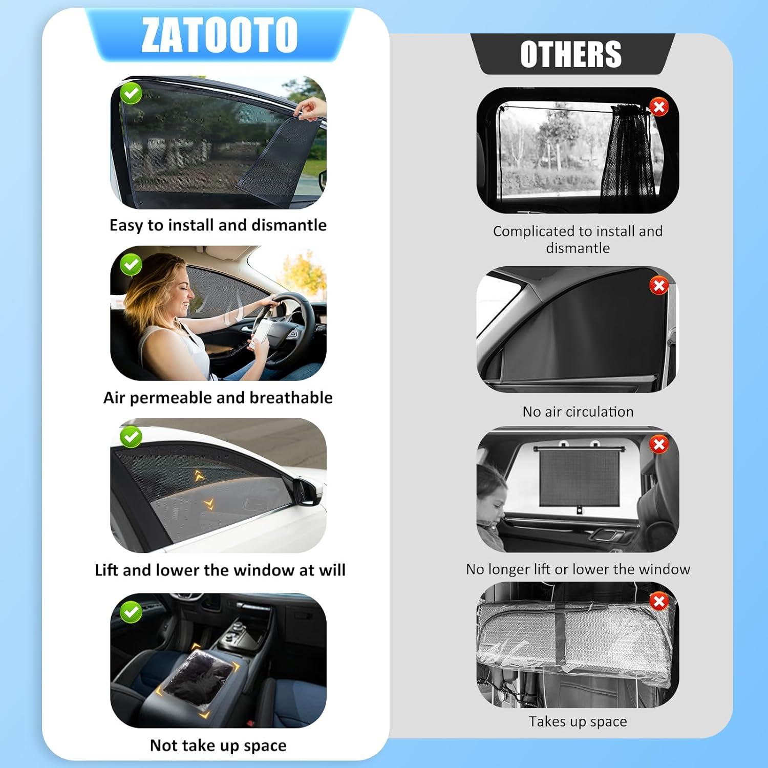 Sombrillas para Ventanas de Auto ZATOOTO 4 Piezas Protección UV