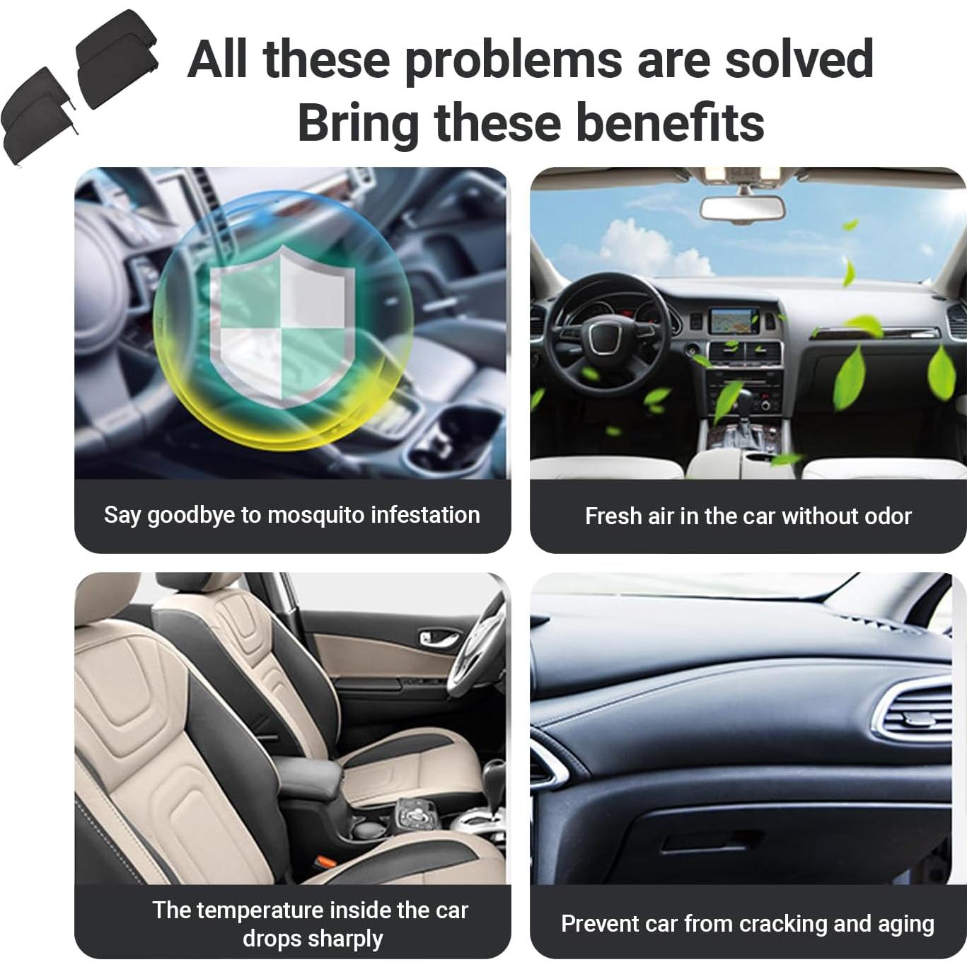 Cubierta de Sombra para Ventana de Auto YYTQP 4 PCS Malla Transpirable