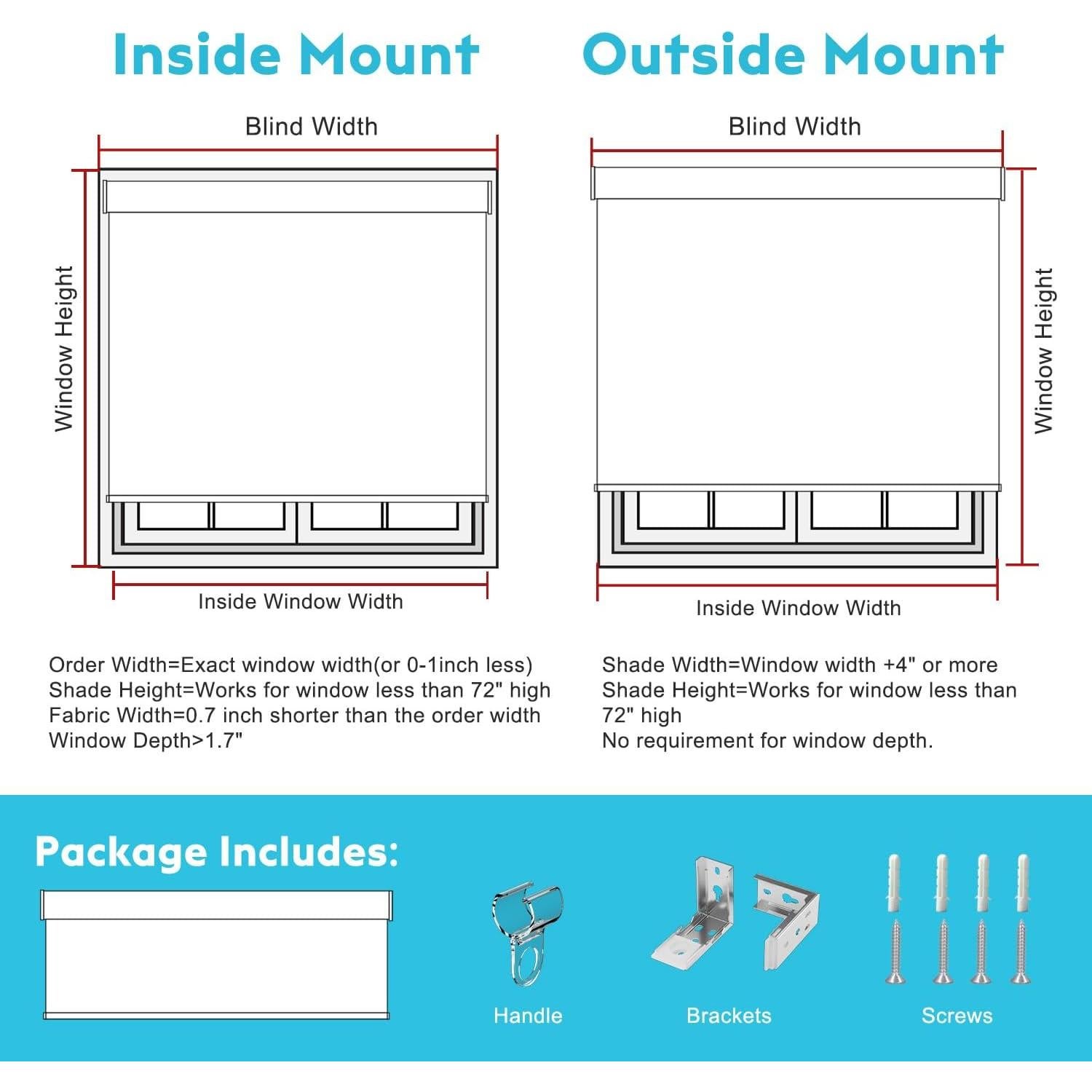 Blackout Roller Shades, Free-Srop Cordless Roller Blinds for Windows, Thermal Insulated Fabric Window Shades UV Protection for Home, Office, Bedroom, Door, Grey, 36" W x 72" H