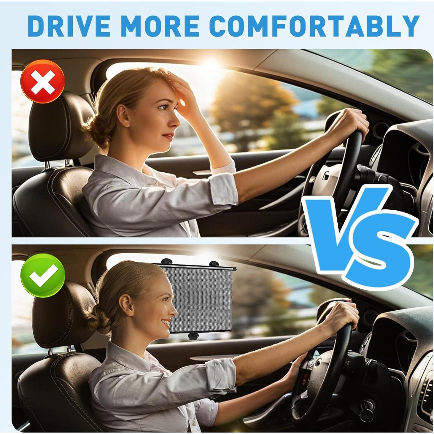 Sombrillas Retráctiles para Ventanas de Auto BQMEZRNUS 38x46 cm