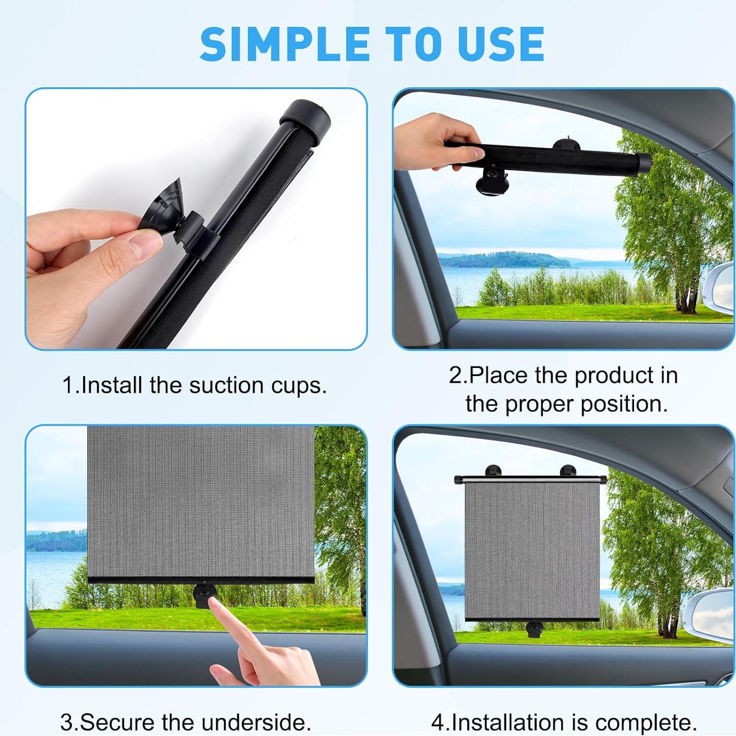 Sombrillas Retráctiles para Ventanas de Auto BQMEZRNUS 38x46 cm