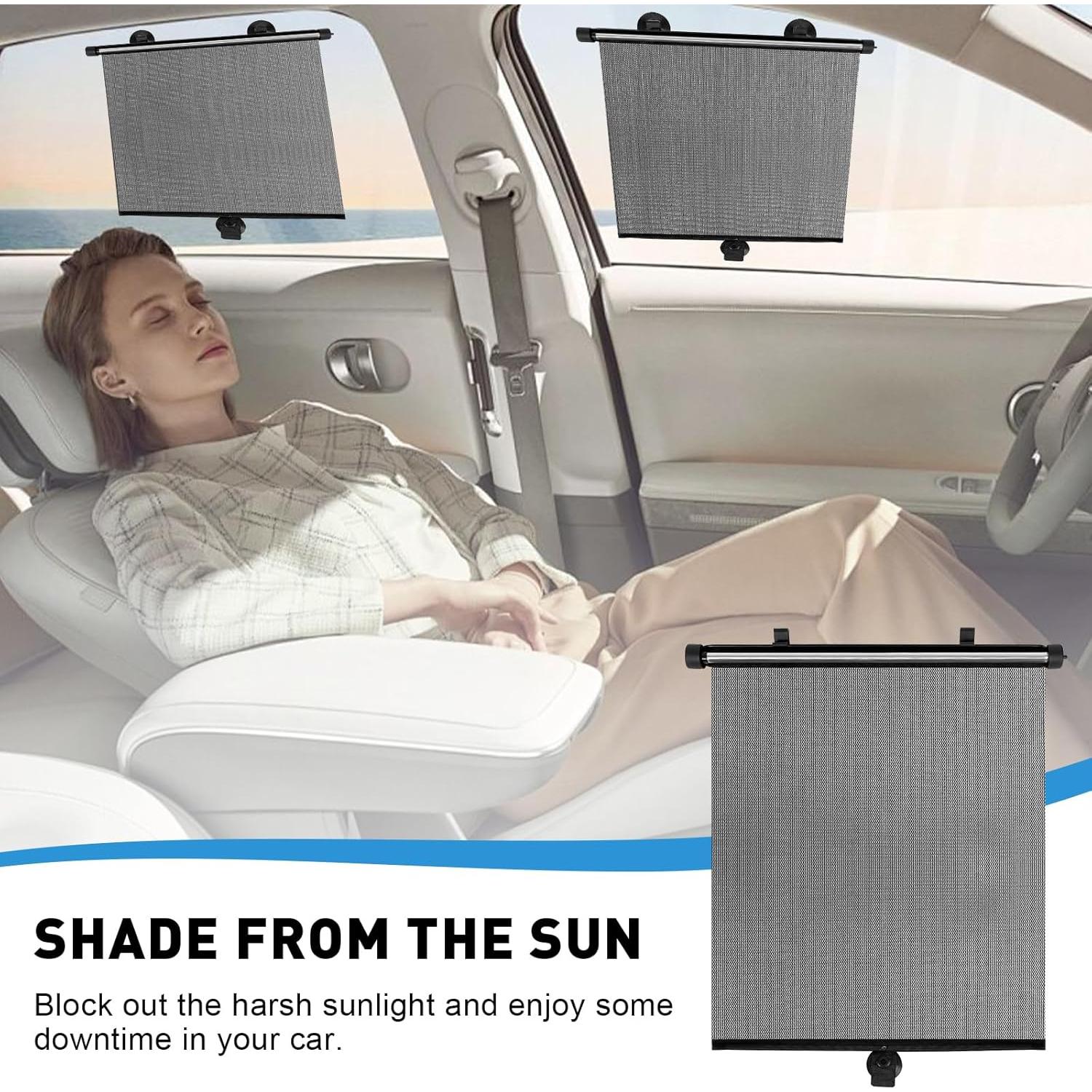 Sombrillas Retráctiles para Ventanas de Auto BQMEZRNUS 38x46 cm