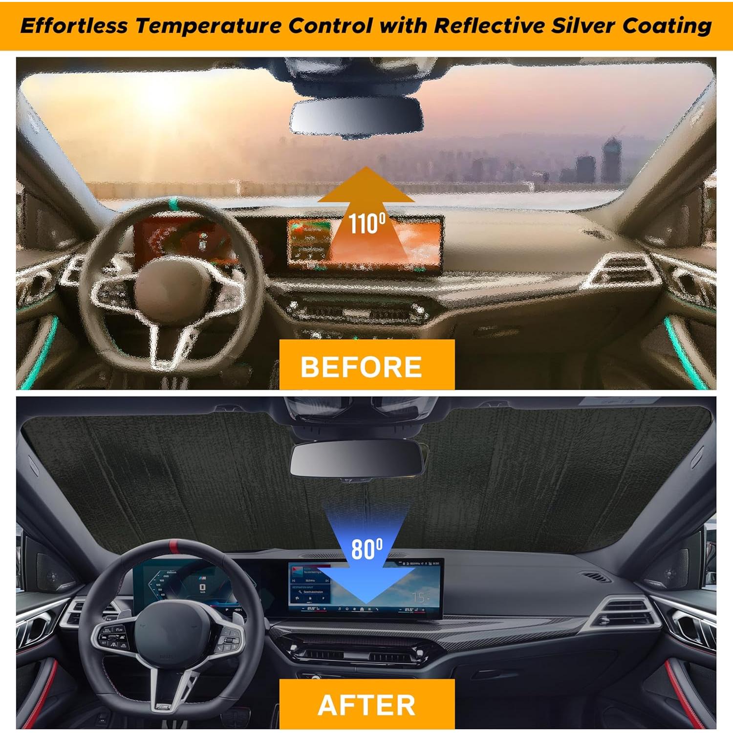 Sombra de Parabrisas Plegable EcoNour Grande Plata UV 98%