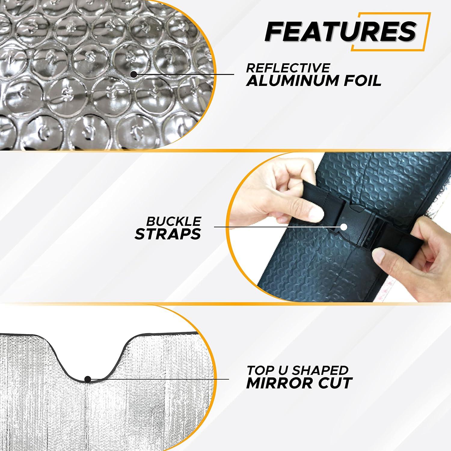 Sombra de Parabrisas Plegable EcoNour Grande Plata UV 98%