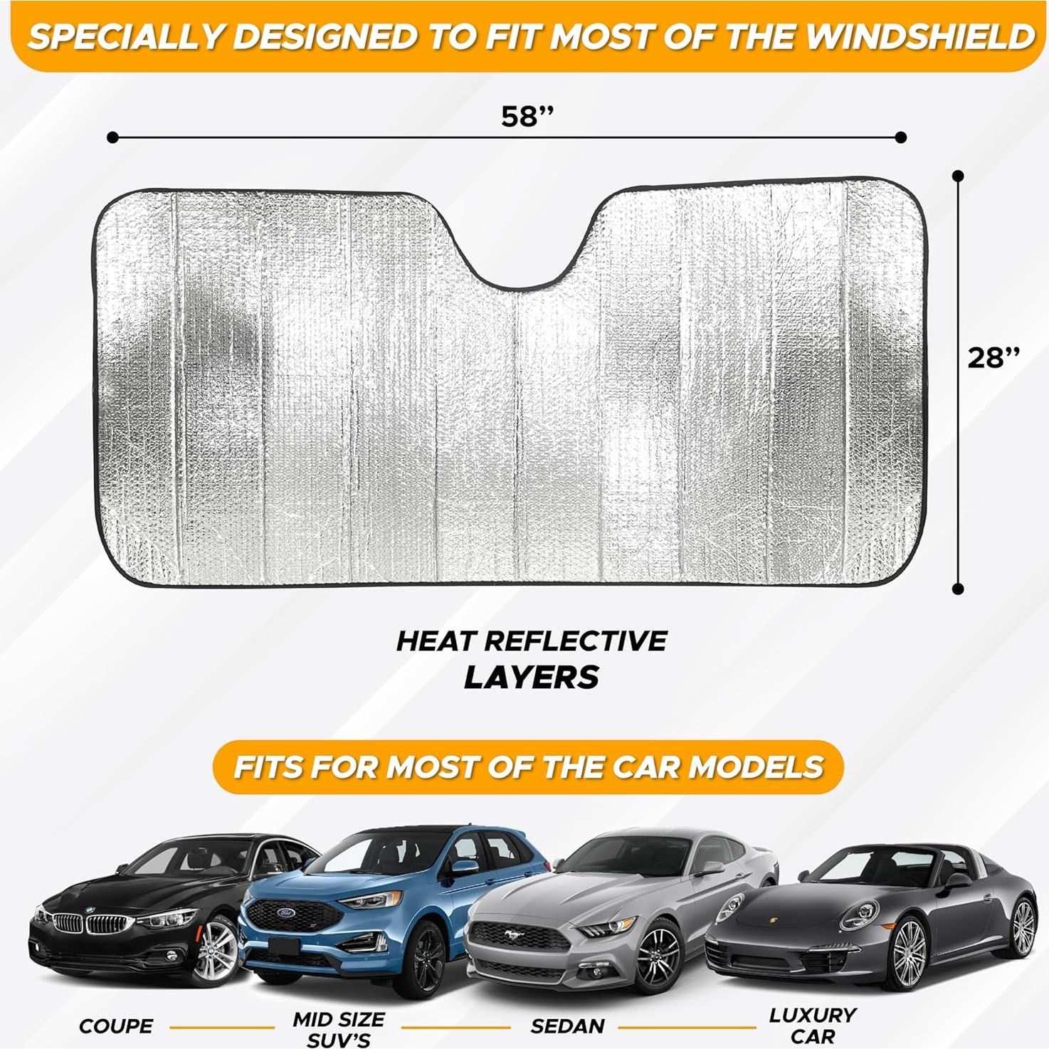 Sombra de Parabrisas Plegable EcoNour Grande Plata UV 98%