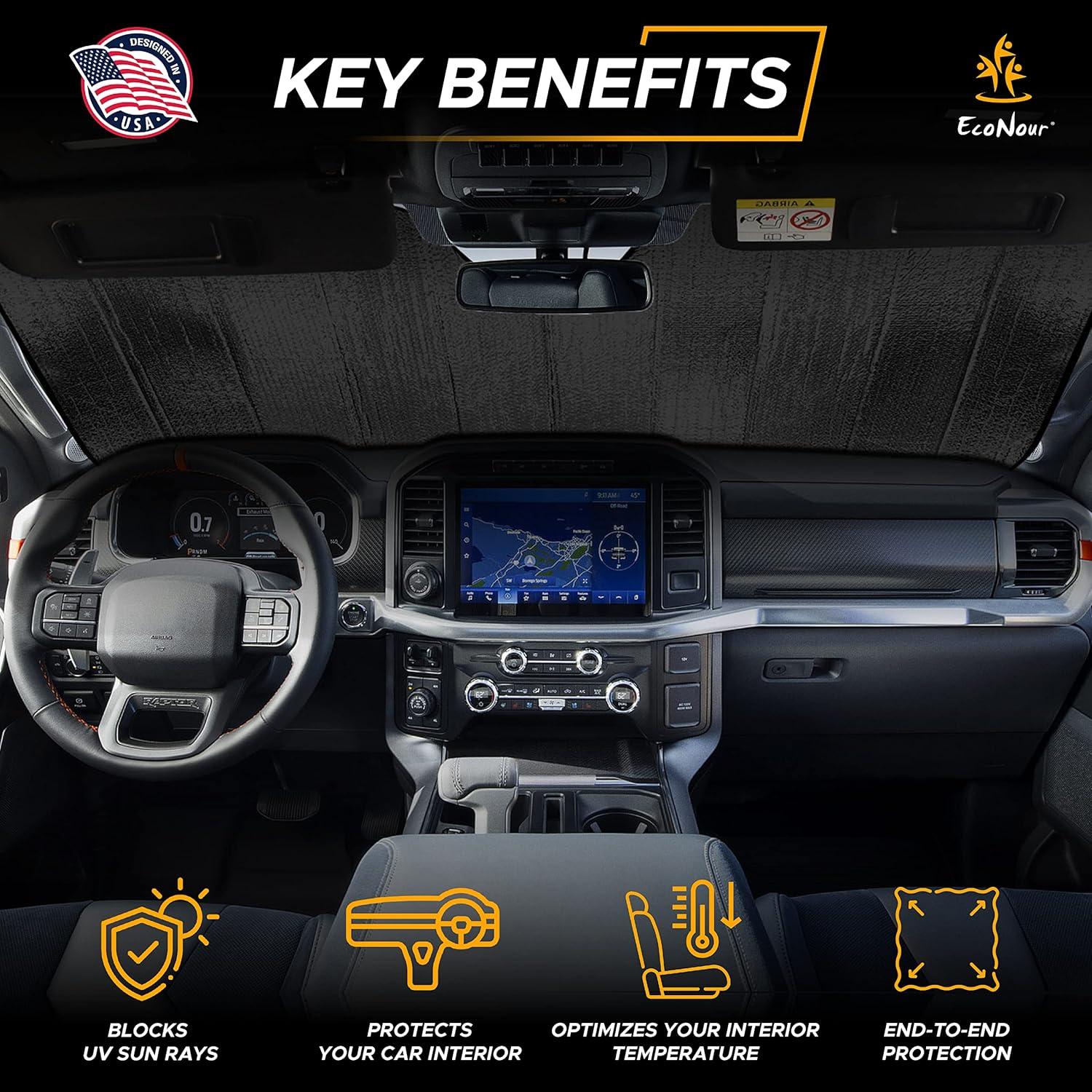 Sombra de Parabrisas Plegable EcoNour Grande Plata UV 98%