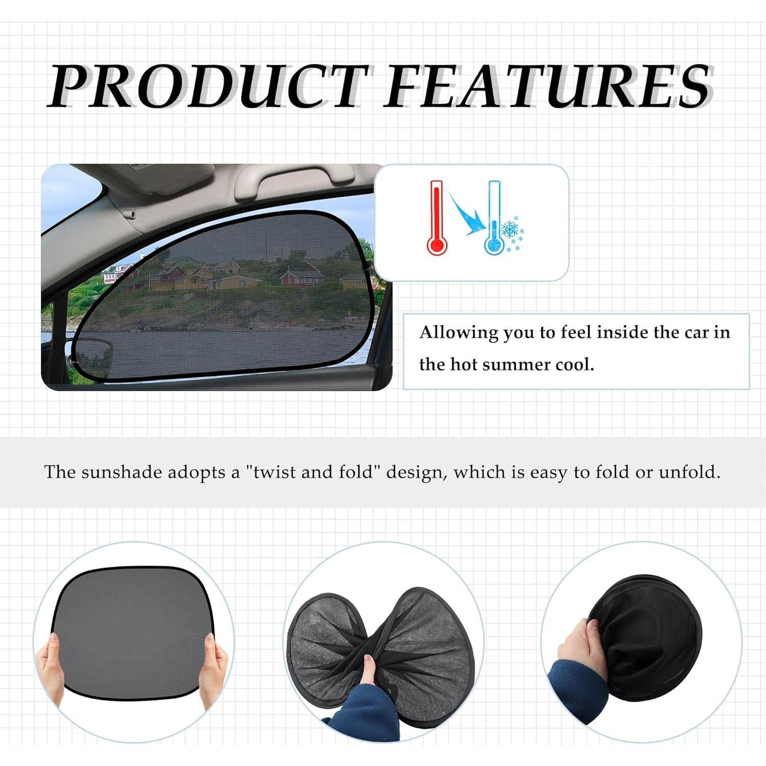 4 Sombrillas Plegables para Ventanas de Coche Stacool - Protección Solar