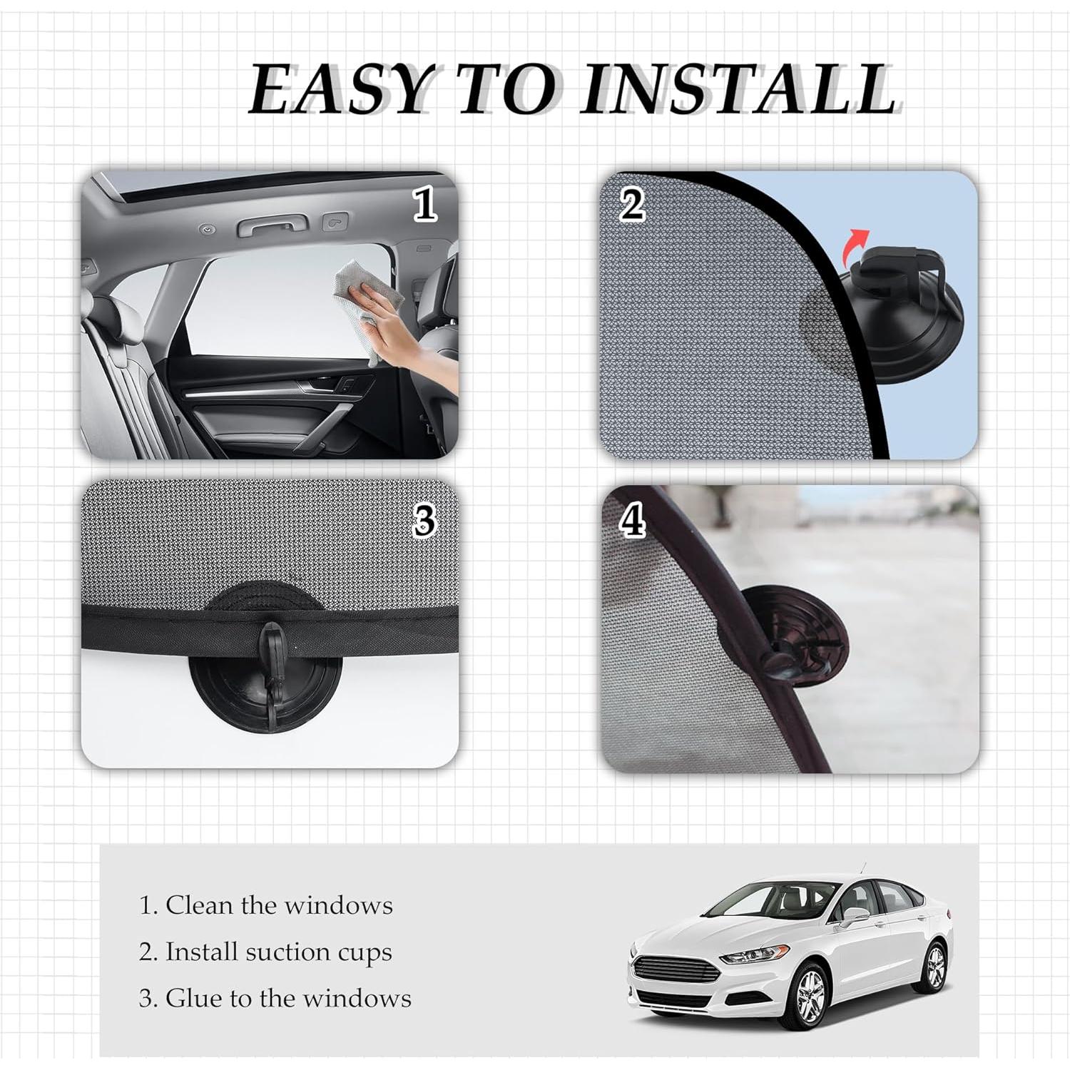 4 Sombrillas Plegables para Ventanas de Coche Stacool - Protección Solar