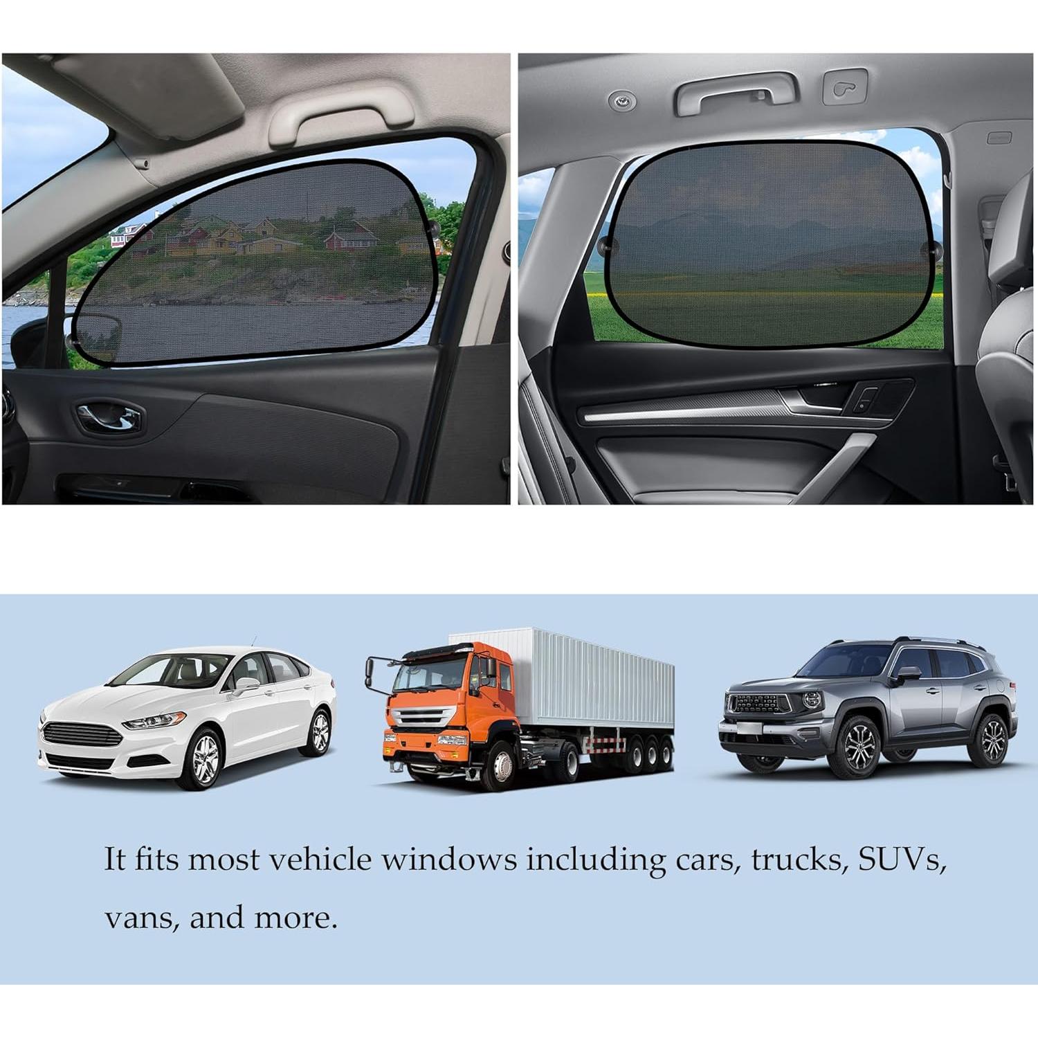 4 Sombrillas Plegables para Ventanas de Coche Stacool - Protección Solar