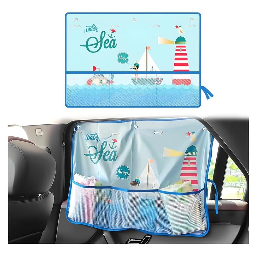 Cortina Solar para Auto Sandfren 70x50cm Patrón Caricatura