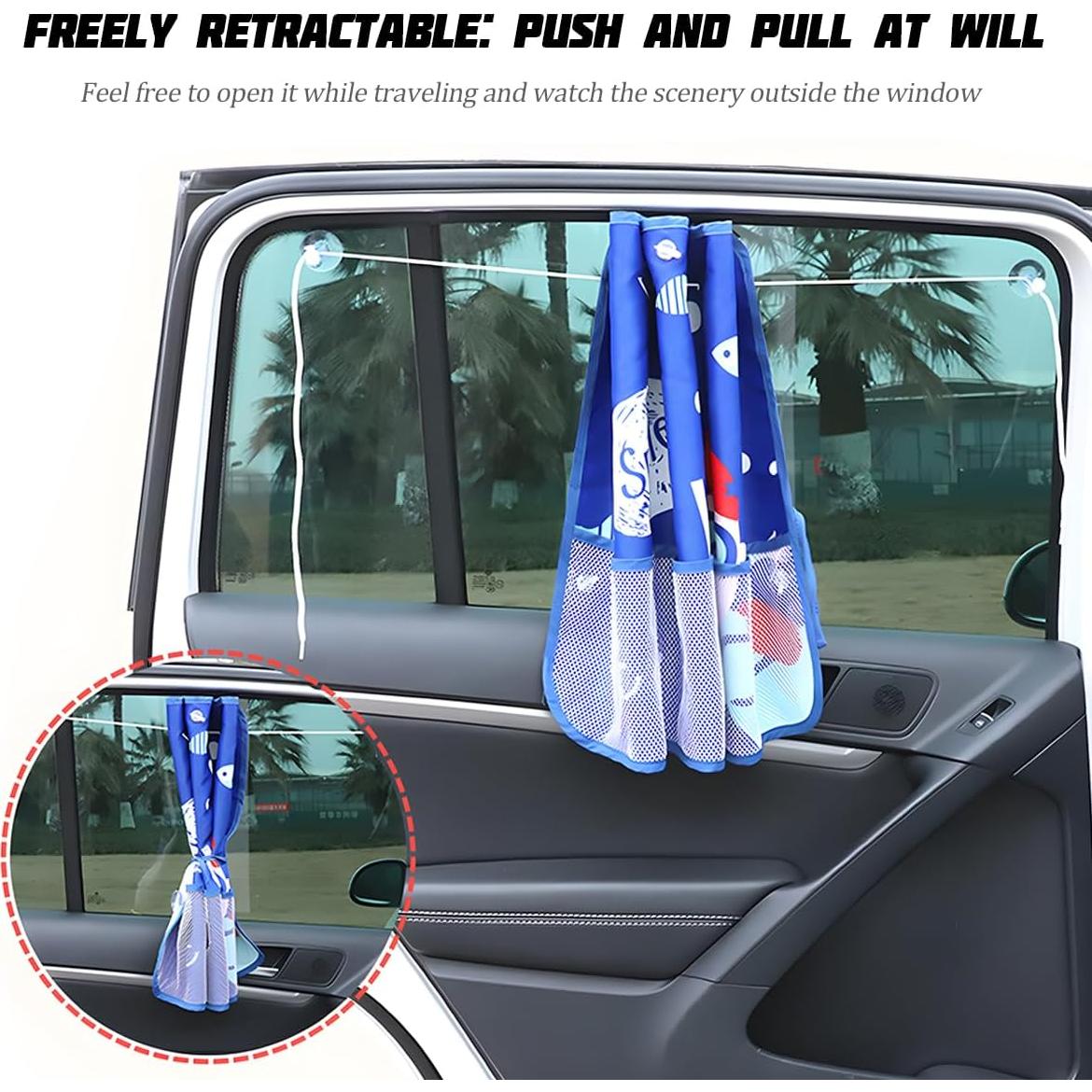 Cortina Solar para Auto Sandfren 70x50cm Patrón Caricatura