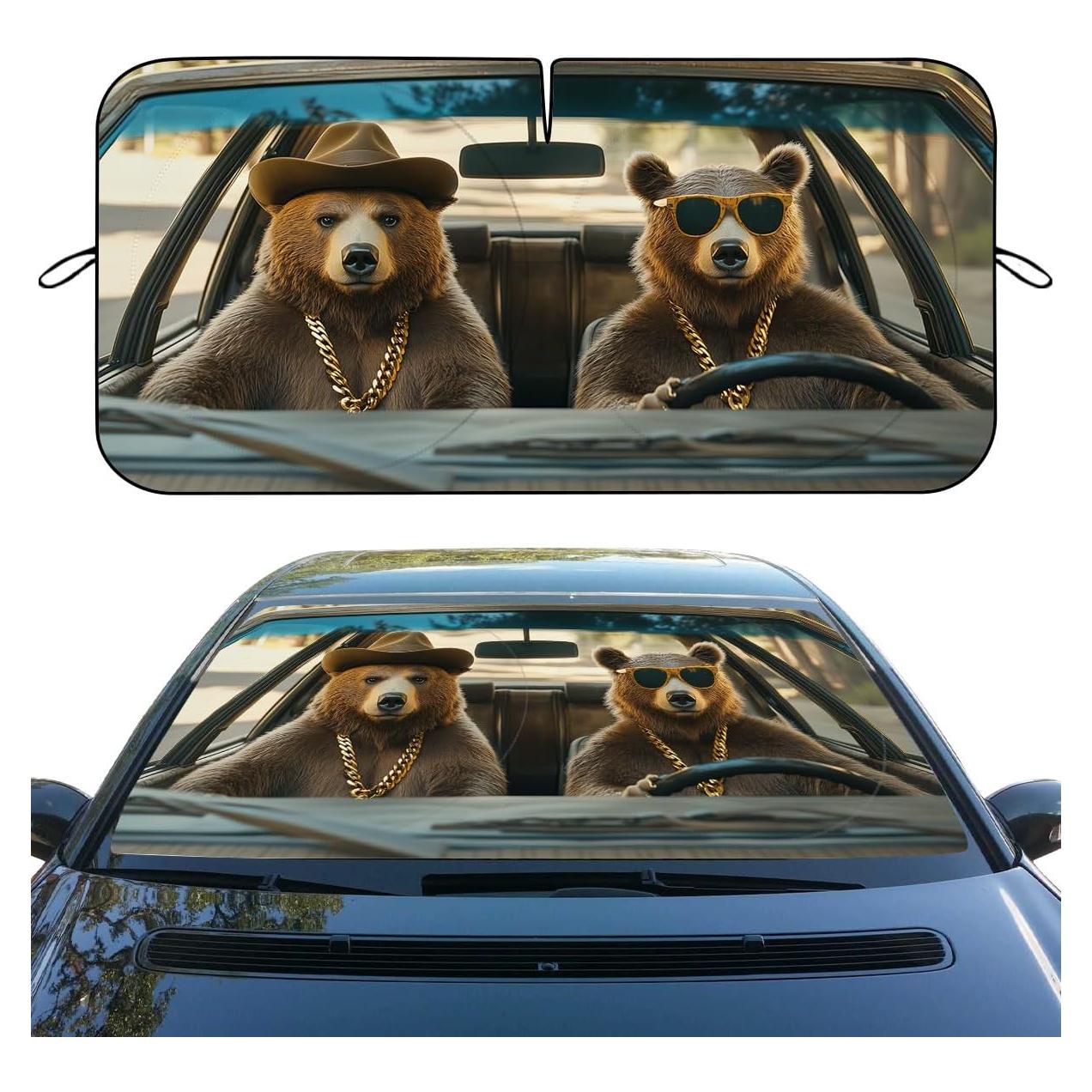 Parasol Solar ZJCYBF Oso Marrón Conduciendo 149.86x80.01 cm