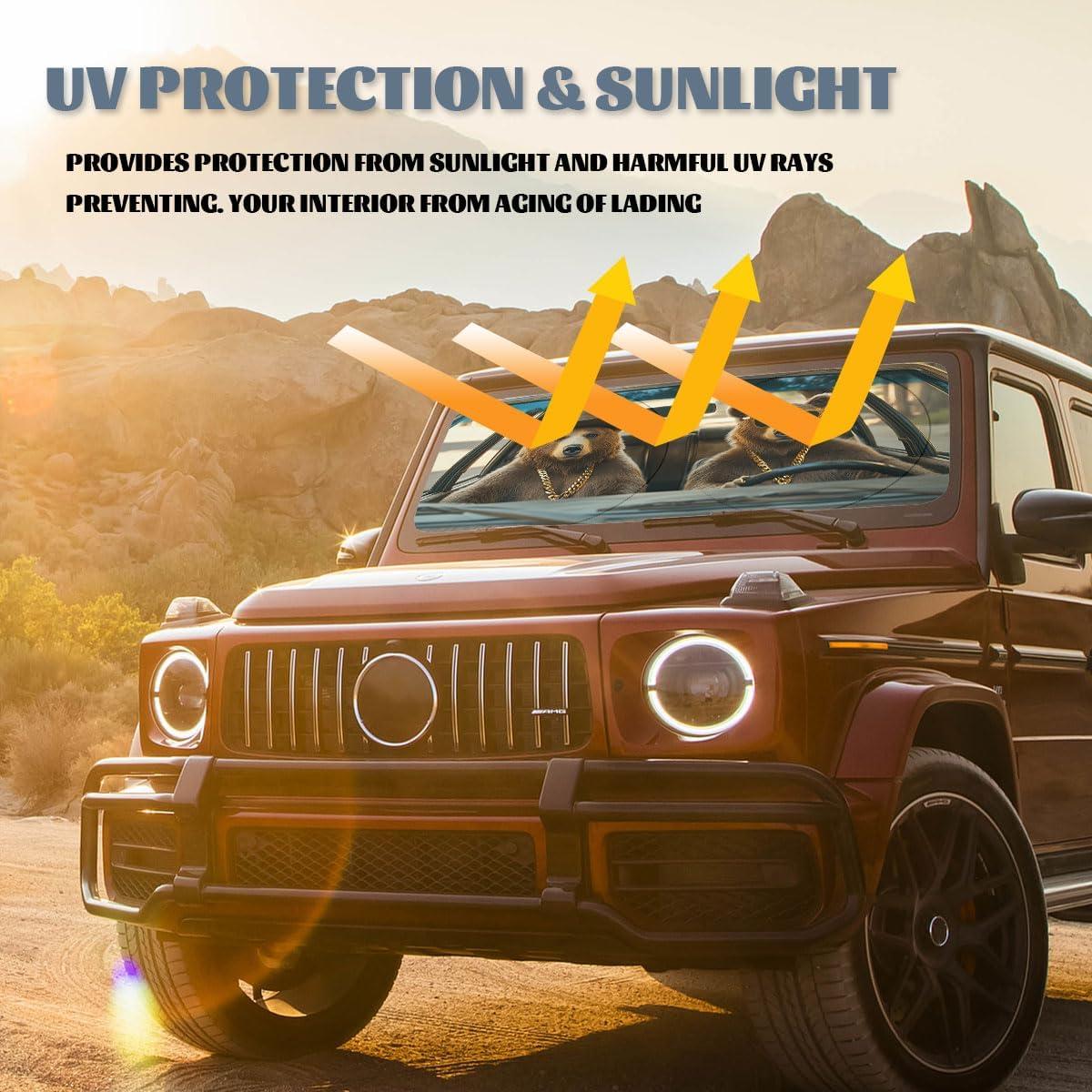 Parasol Solar ZJCYBF Oso Marrón Conduciendo 149.86x80.01 cm