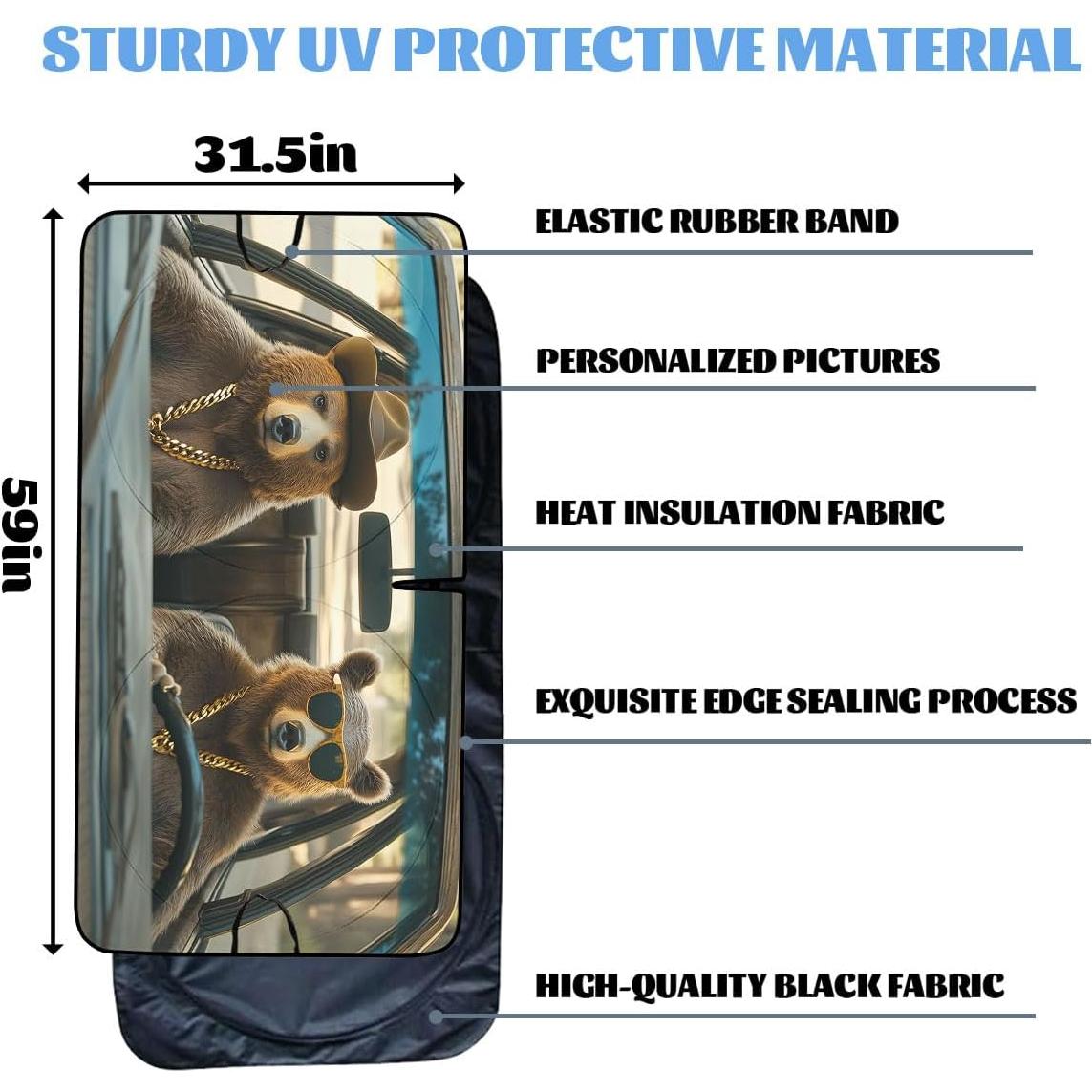Parasol Solar ZJCYBF Oso Marrón Conduciendo 149.86x80.01 cm