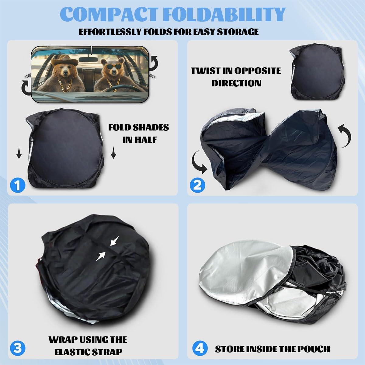 Parasol Solar ZJCYBF Oso Marrón Conduciendo 149.86x80.01 cm