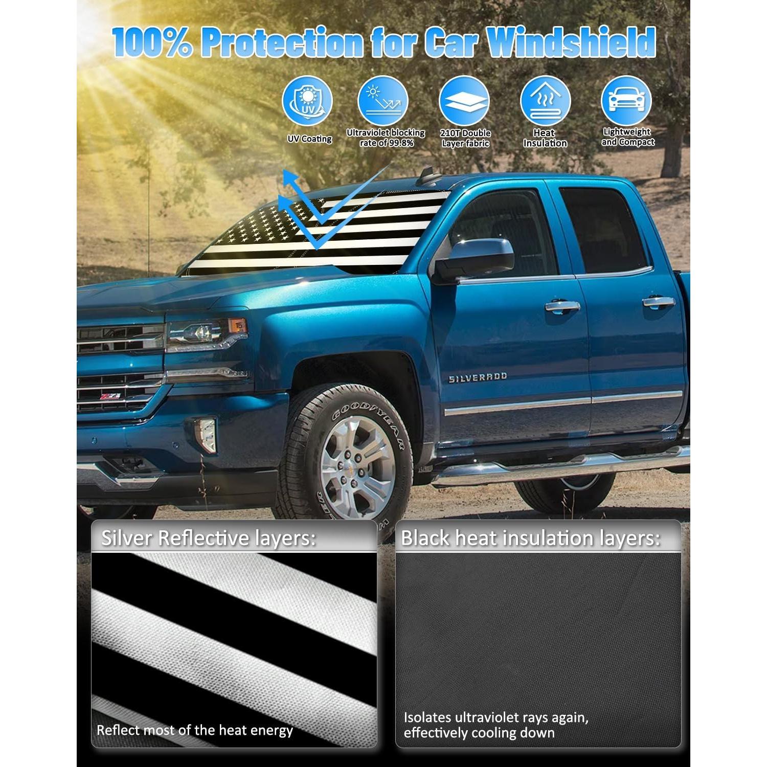 Sombra de Sol Bestview para Chevy Silverado 2014-2018 - Bandera EE. UU.
