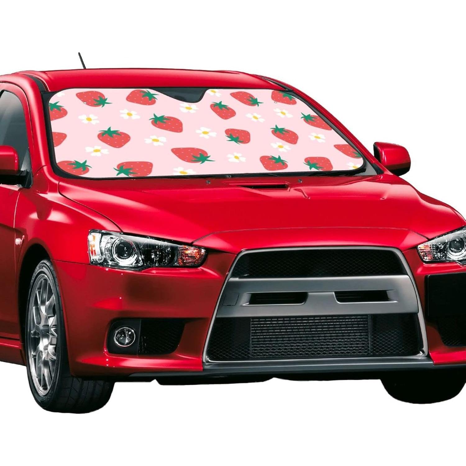 Sombrilla para Parabrisas LUADSN Flores de Fresa 139.7x75.9 cm