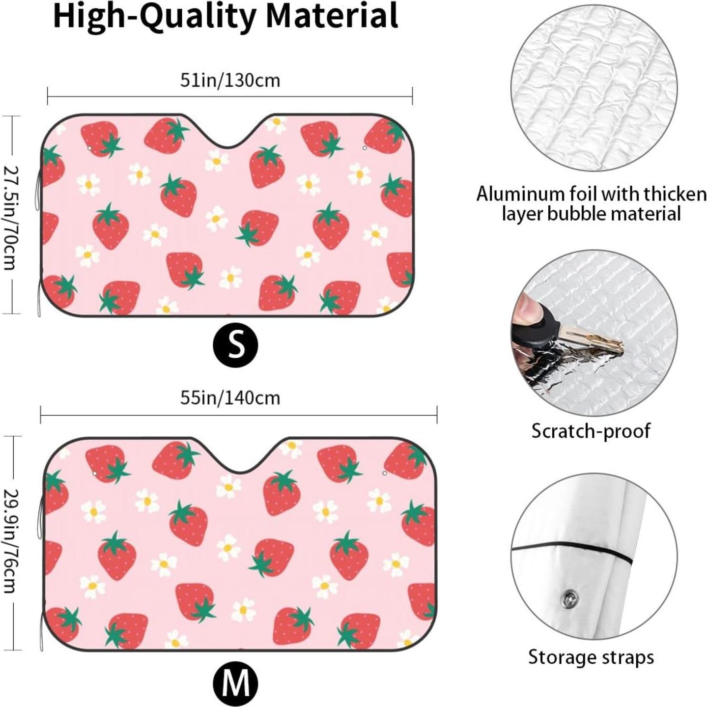 Sombrilla para Parabrisas LUADSN Flores de Fresa 139.7x75.9 cm