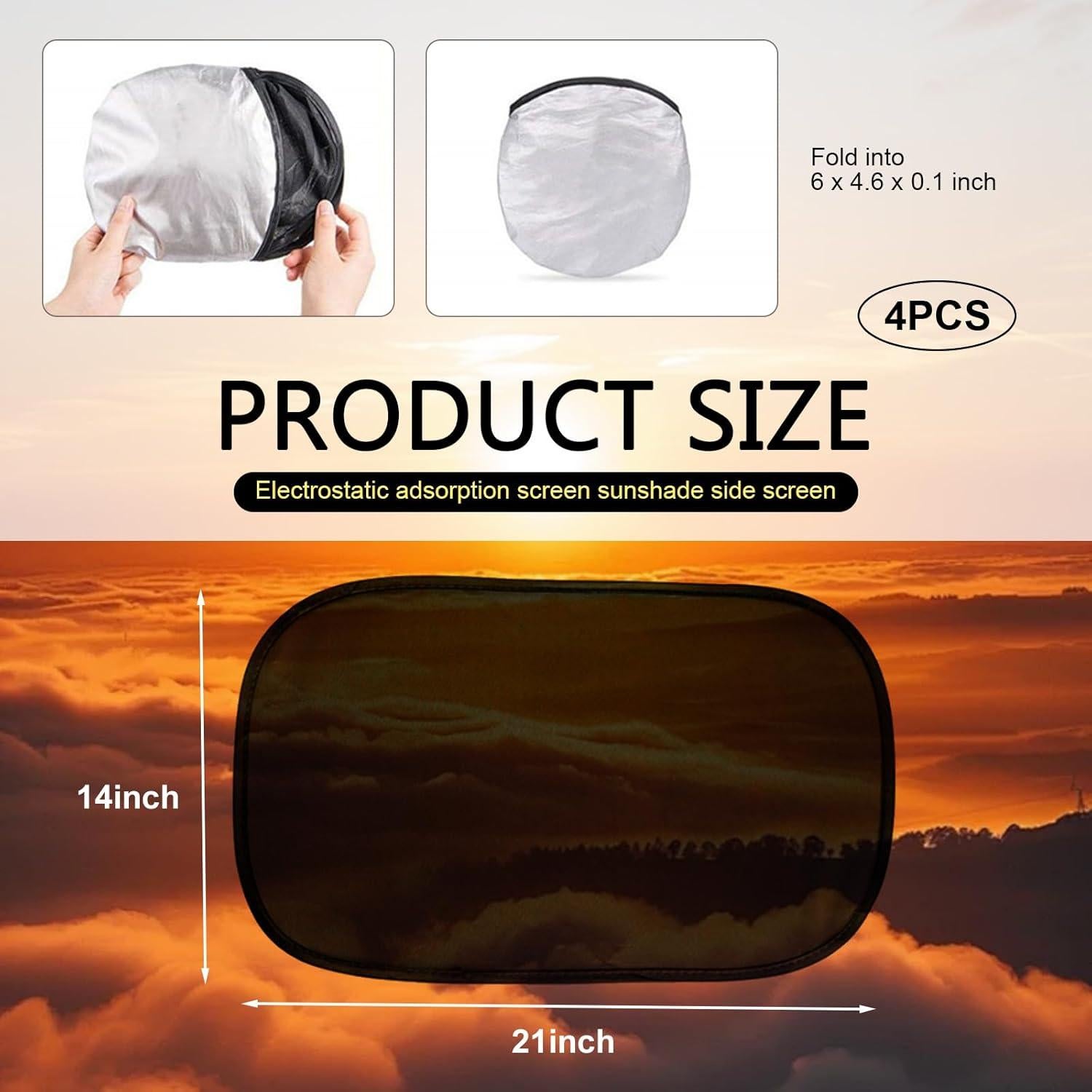 Sombrillas de Ventana para Automóvil Zeathery 4 Piezas 53x35cm