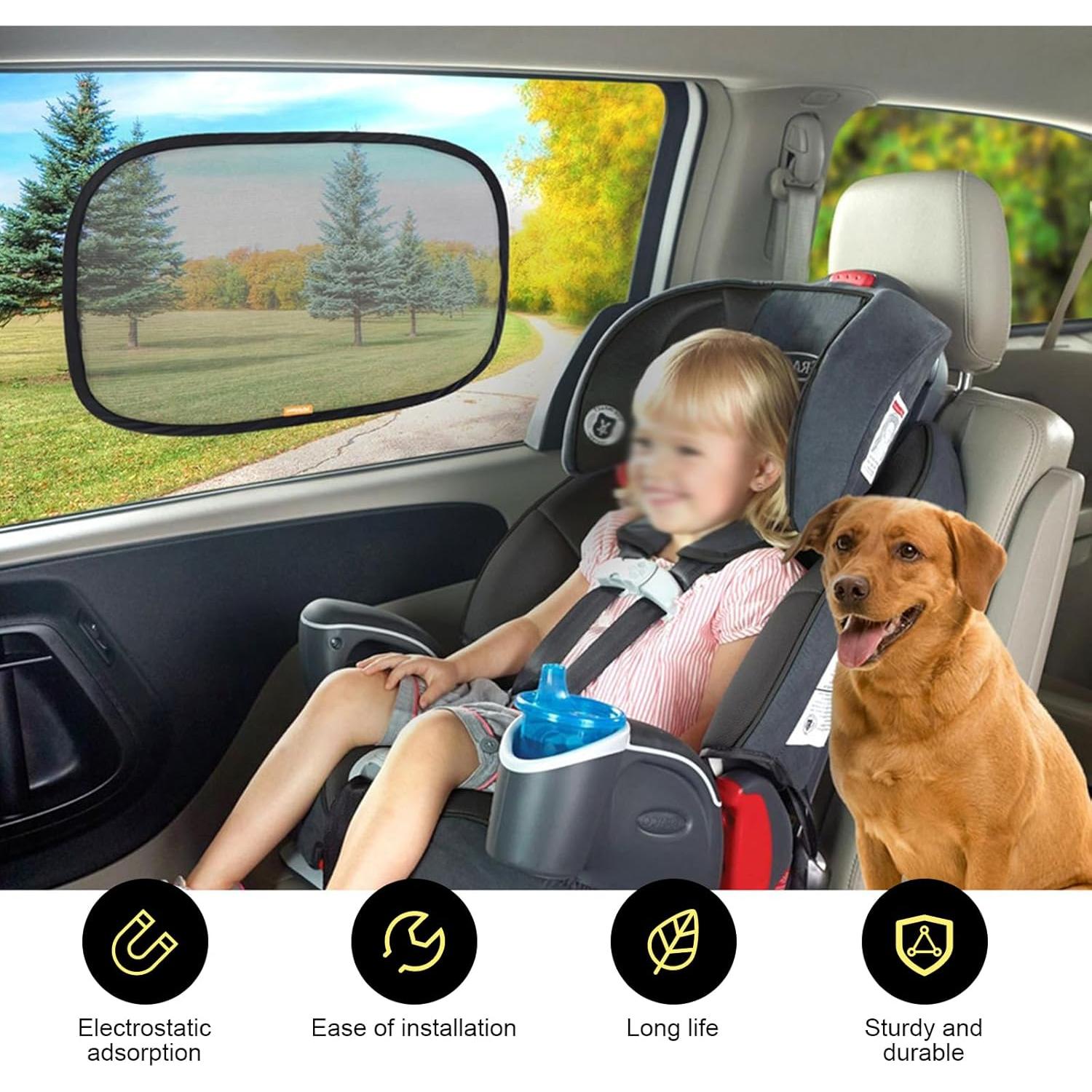 Sombrillas de Ventana para Automóvil Zeathery 4 Piezas 53x35cm