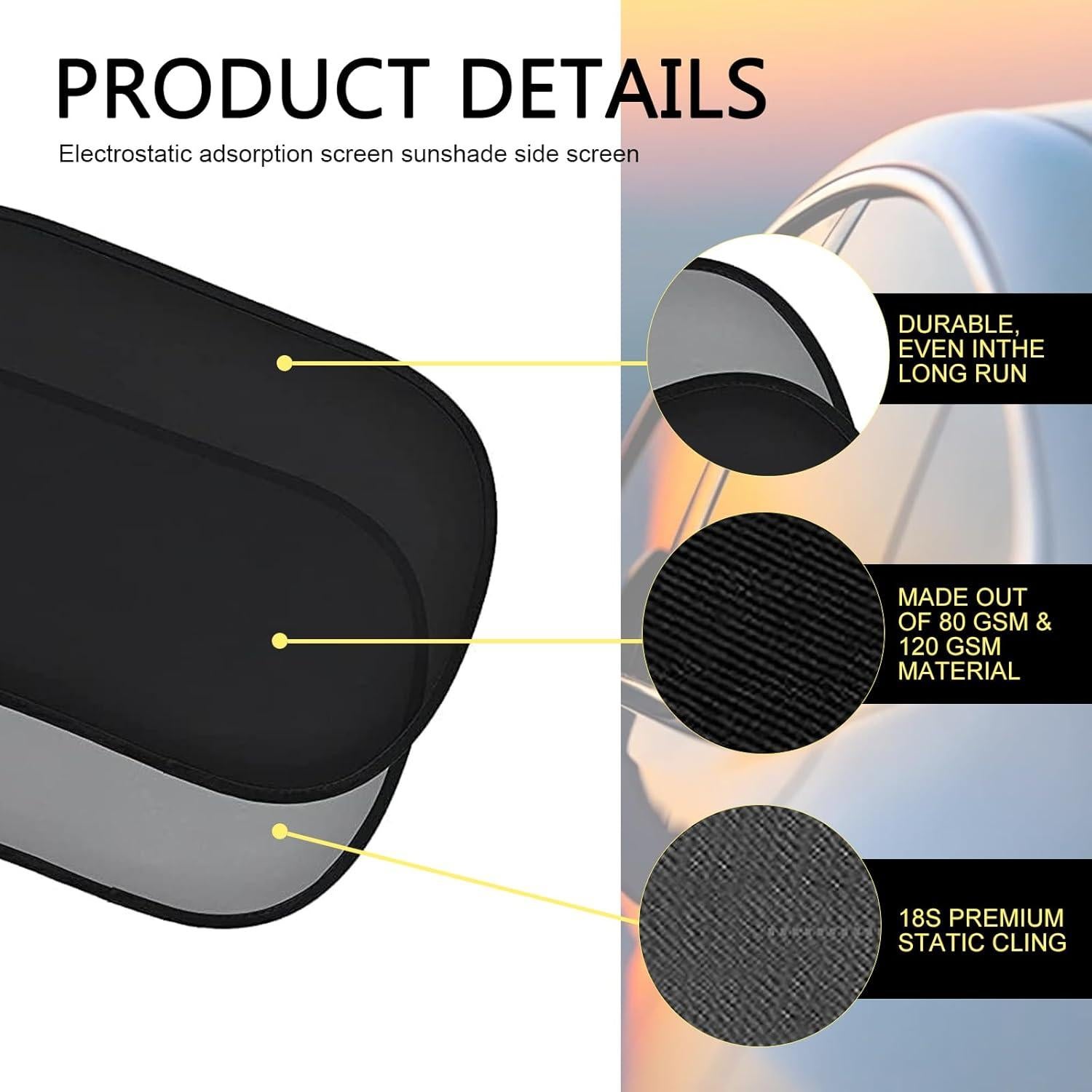 Sombrillas de Ventana para Automóvil Zeathery 4 Piezas 53x35cm