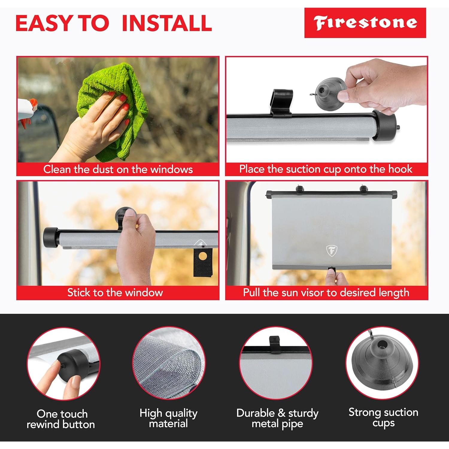 Sombrillas Retráctiles de Ventana Firestone - 2 Piezas, Gris