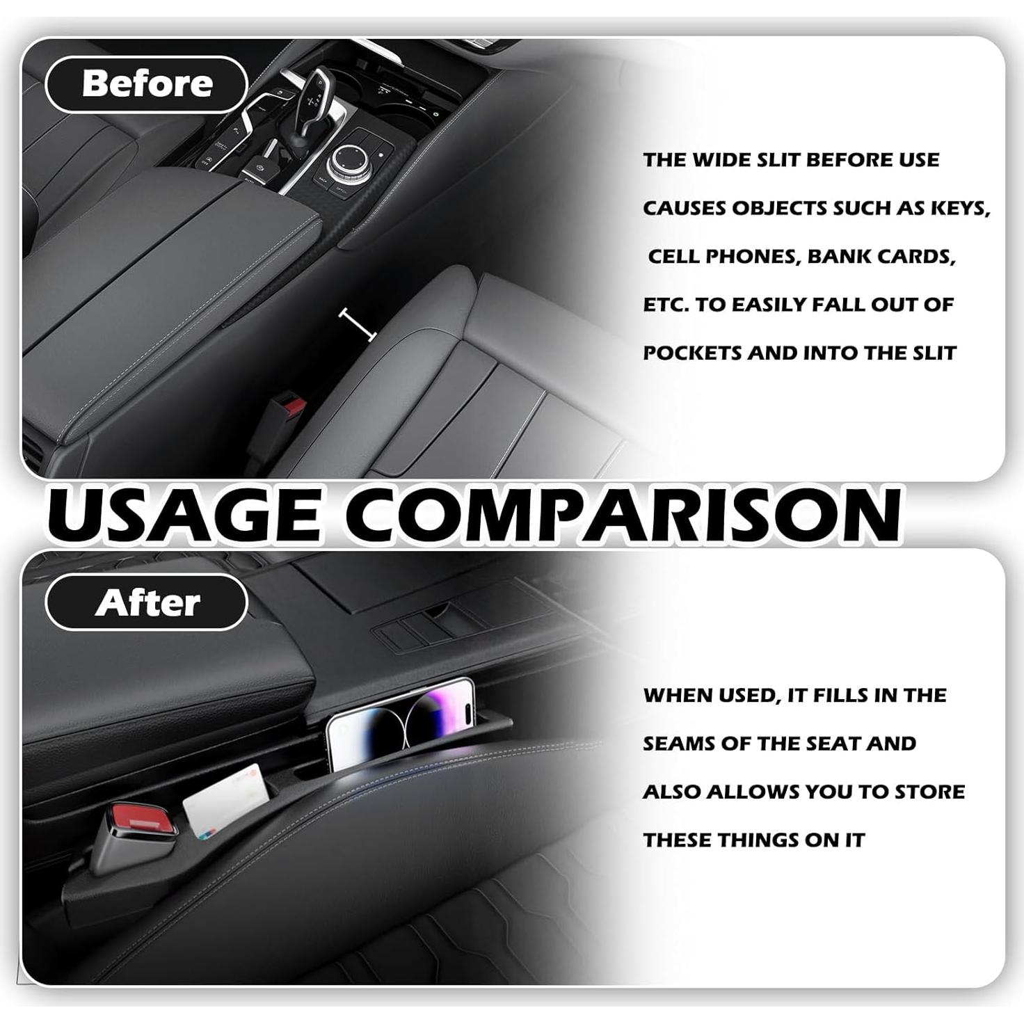 Organizador Relleno Espacio Asientos Coche Carleef Negro 2PCS