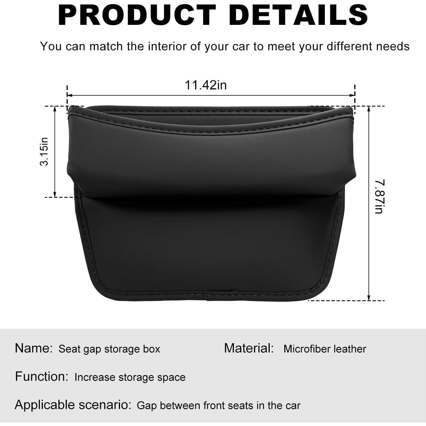 Organizador de Asiento de Coche DXNQ de Cuero Negro 29x19.9cm