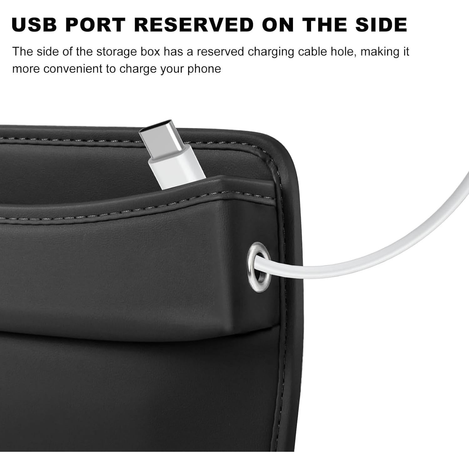 Organizador de Asiento de Coche DXNQ de Cuero Negro 29x19.9cm